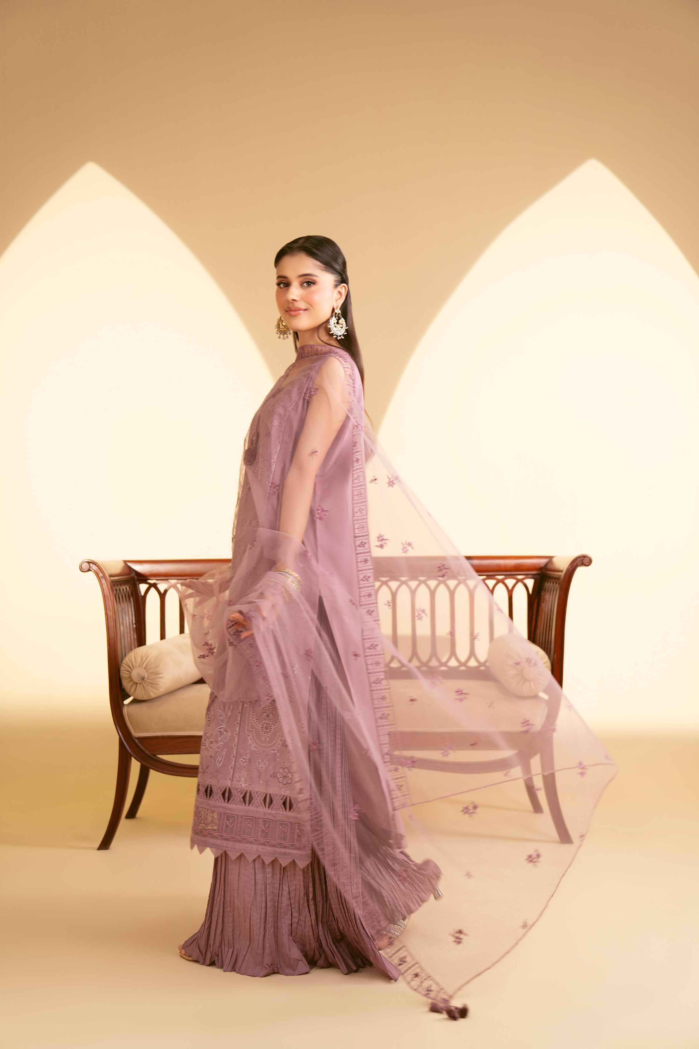 NishatUK - Purple Embroidered   Cambric 3-piece unstitched Suit