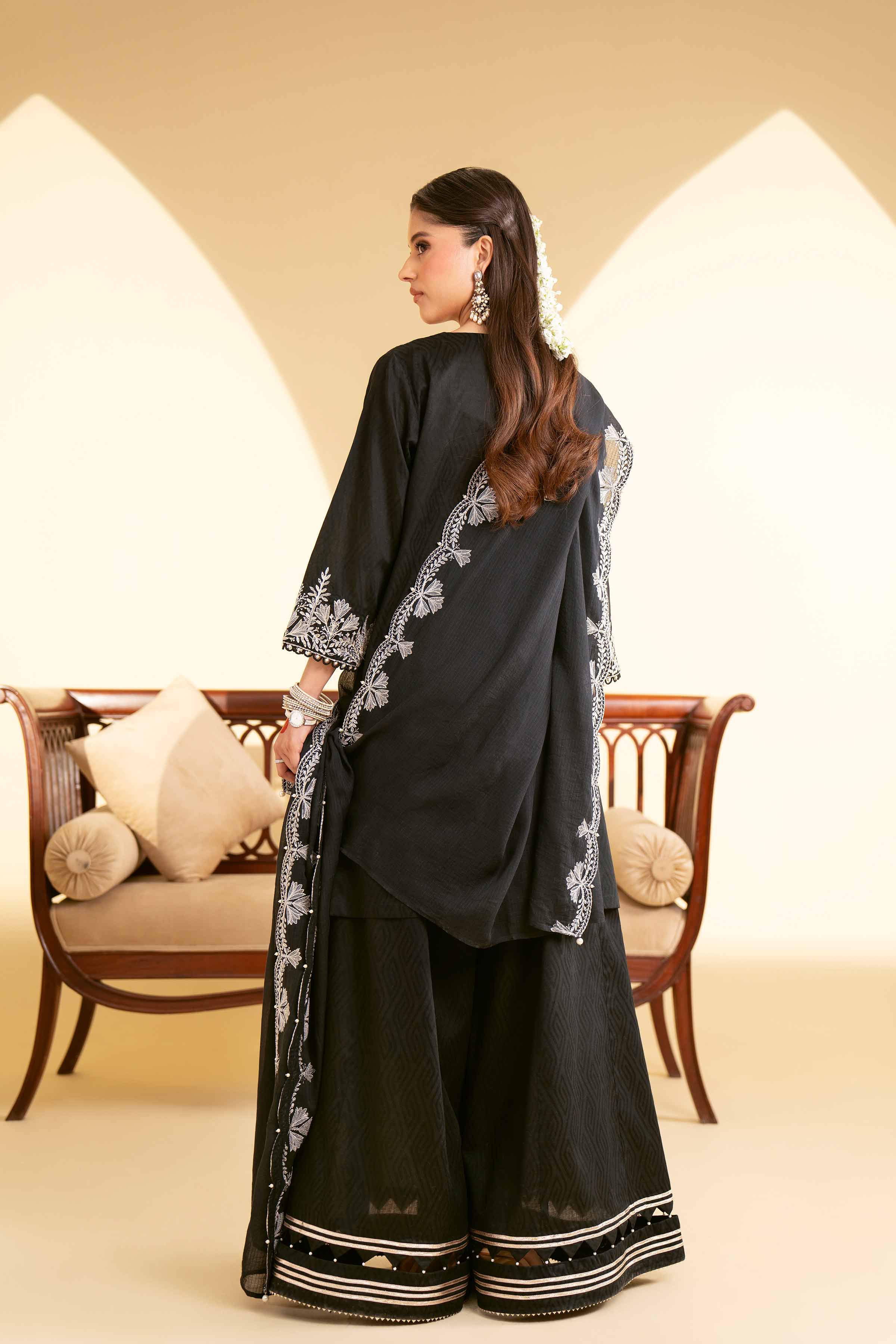 NishatUK - Black Embroidered  Jacquard 3-piece unstitched Suit