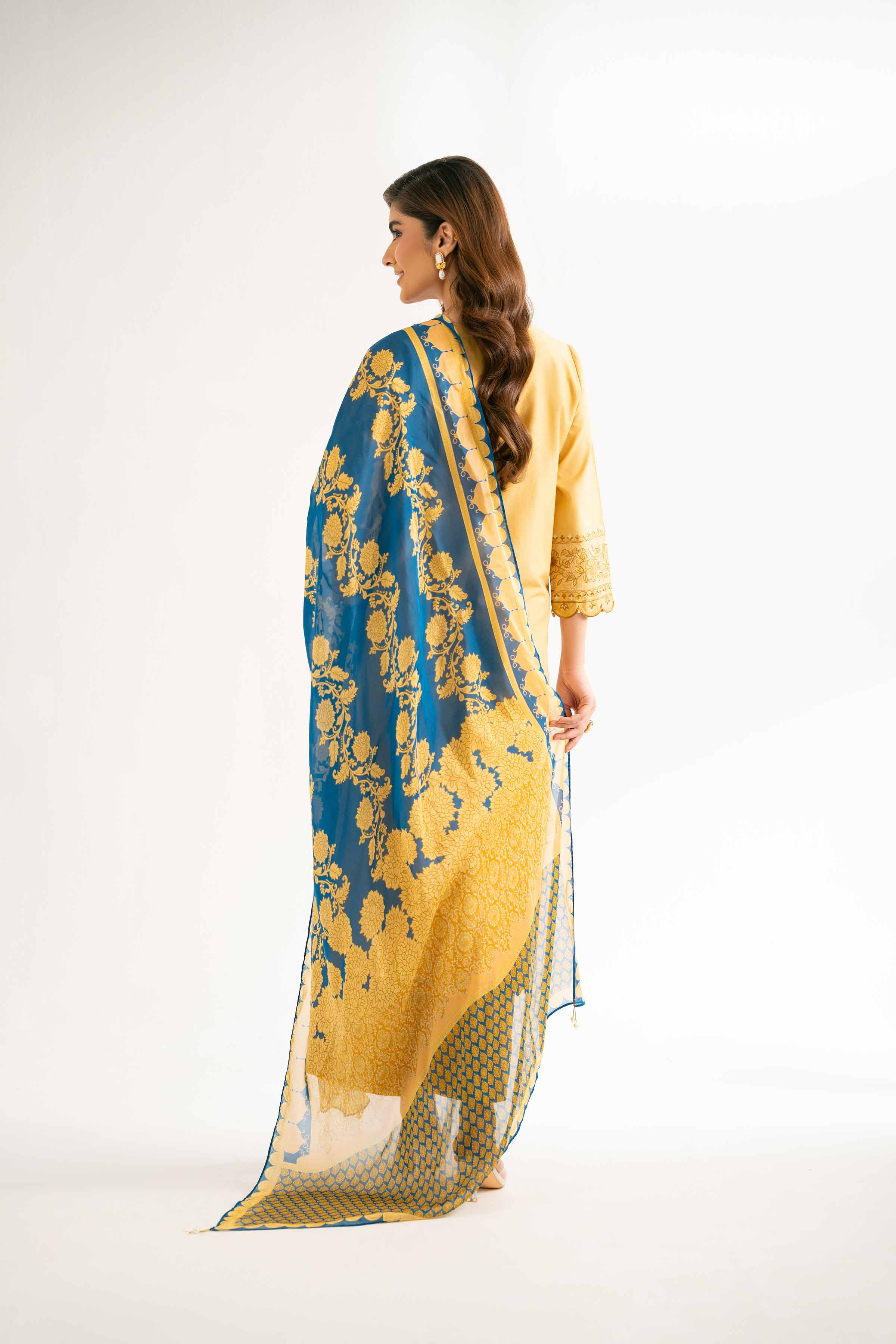 Nishat UK - Mustard Embroidered Cambric 3 Pieces unstitched suit