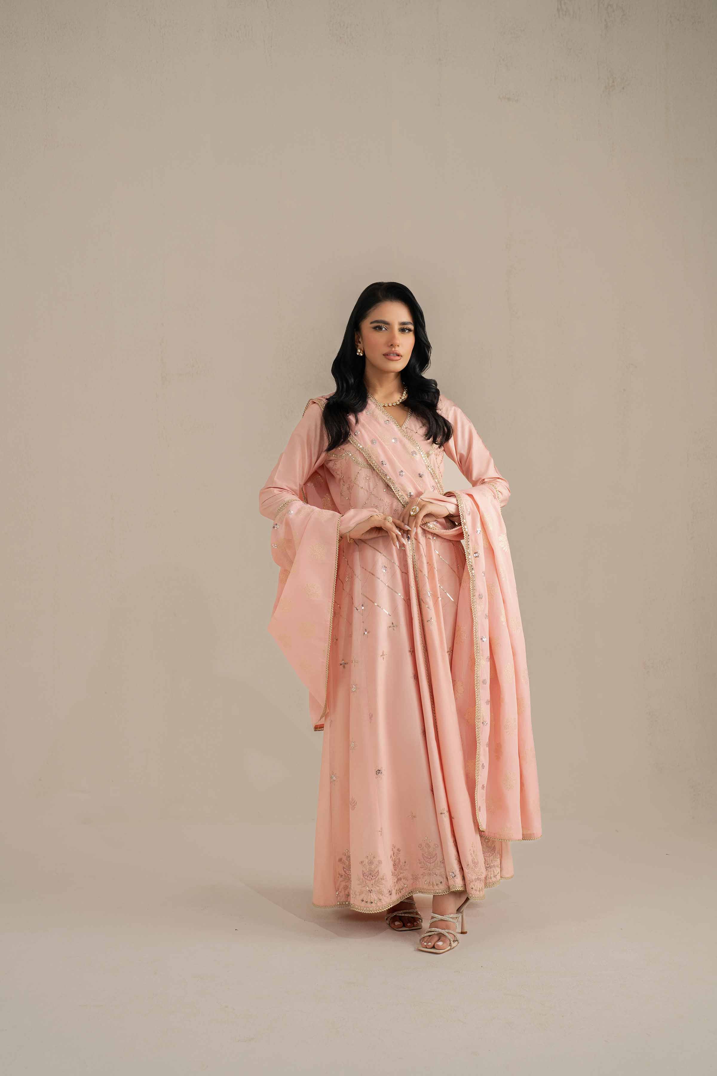 NishatUK - Pink Embroidered   Cambric 3-piece unstitched Suit