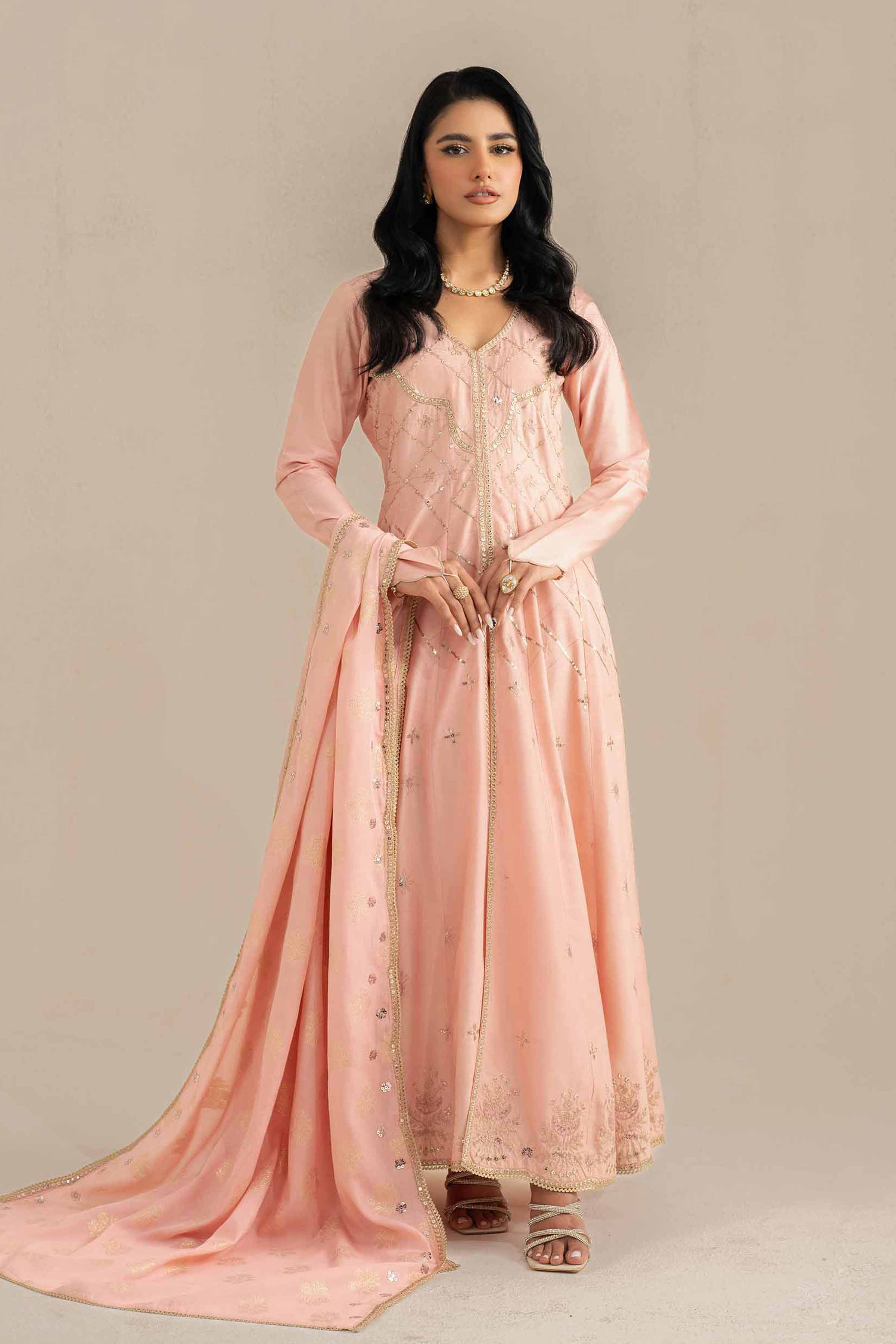 NishatUK - Pink Embroidered   Cambric 3-piece unstitched Suit