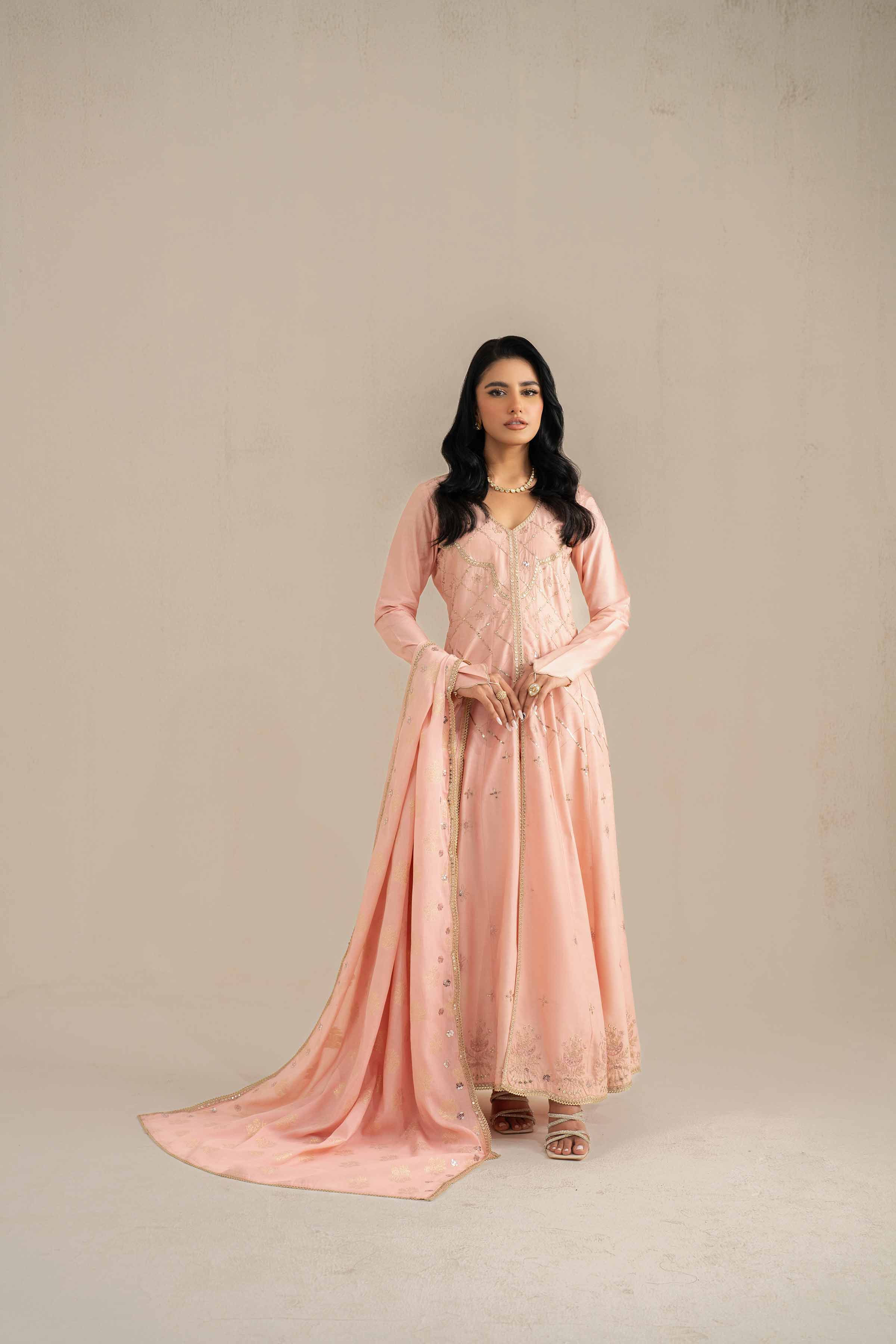 NishatUK - Pink Embroidered   Cambric 3-piece unstitched Suit