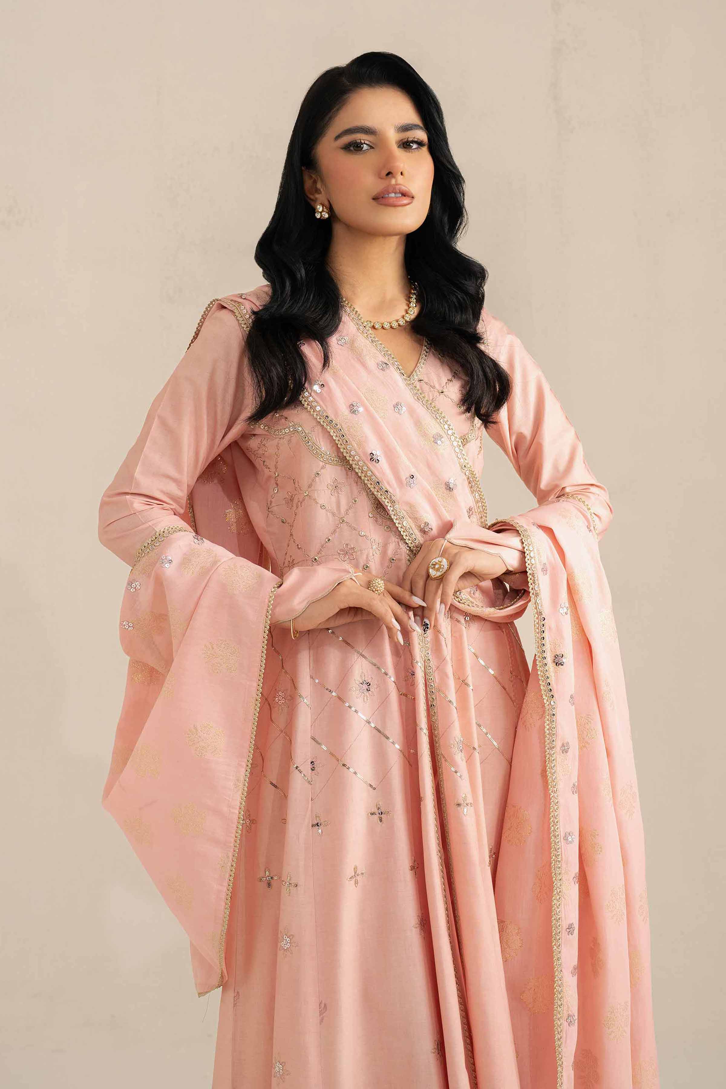 NishatUK - Pink Embroidered   Cambric 3-piece unstitched Suit
