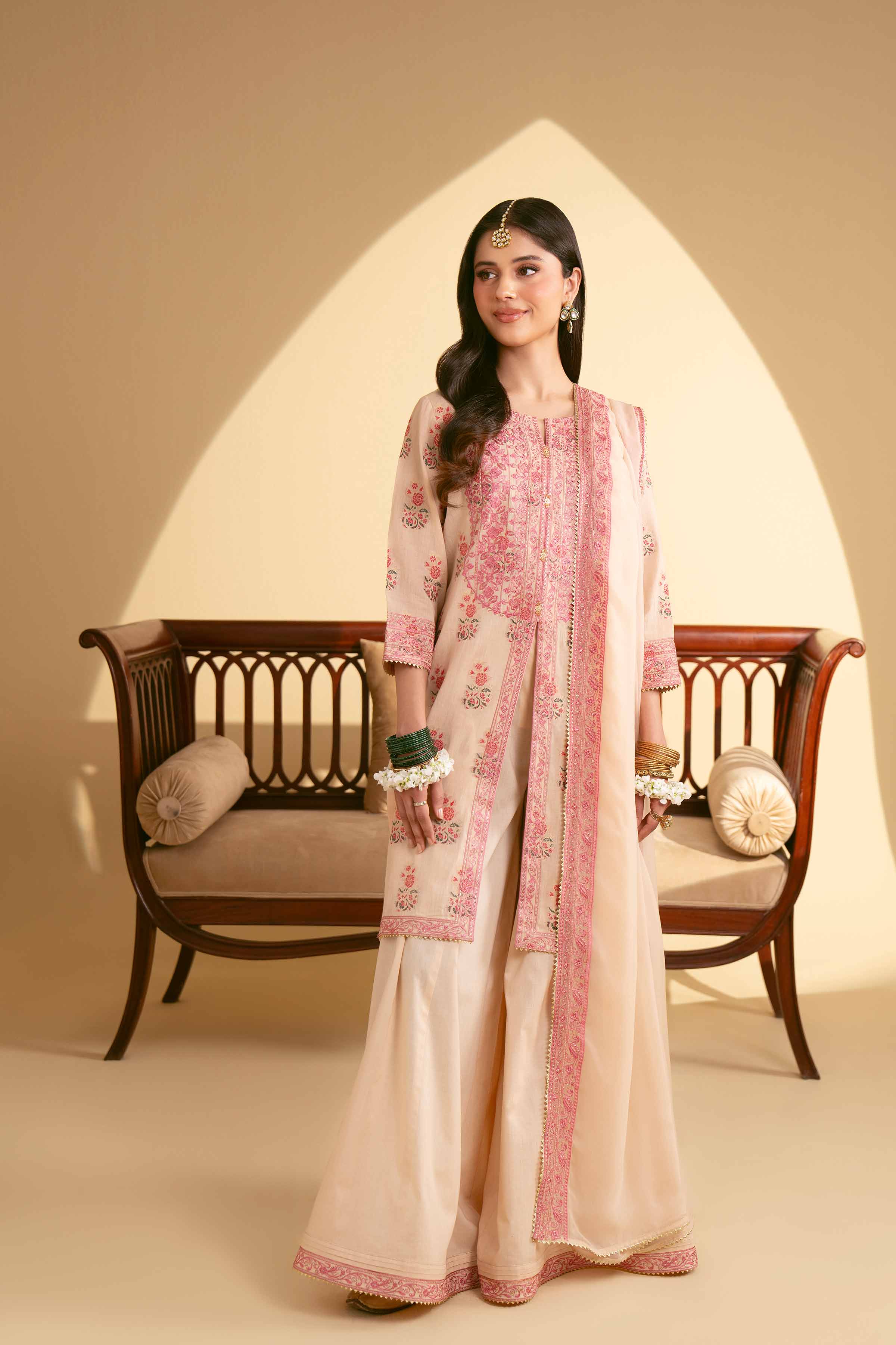 NishatUK - Peach Embroidered  Jacquard 3-piece unstitched Suit