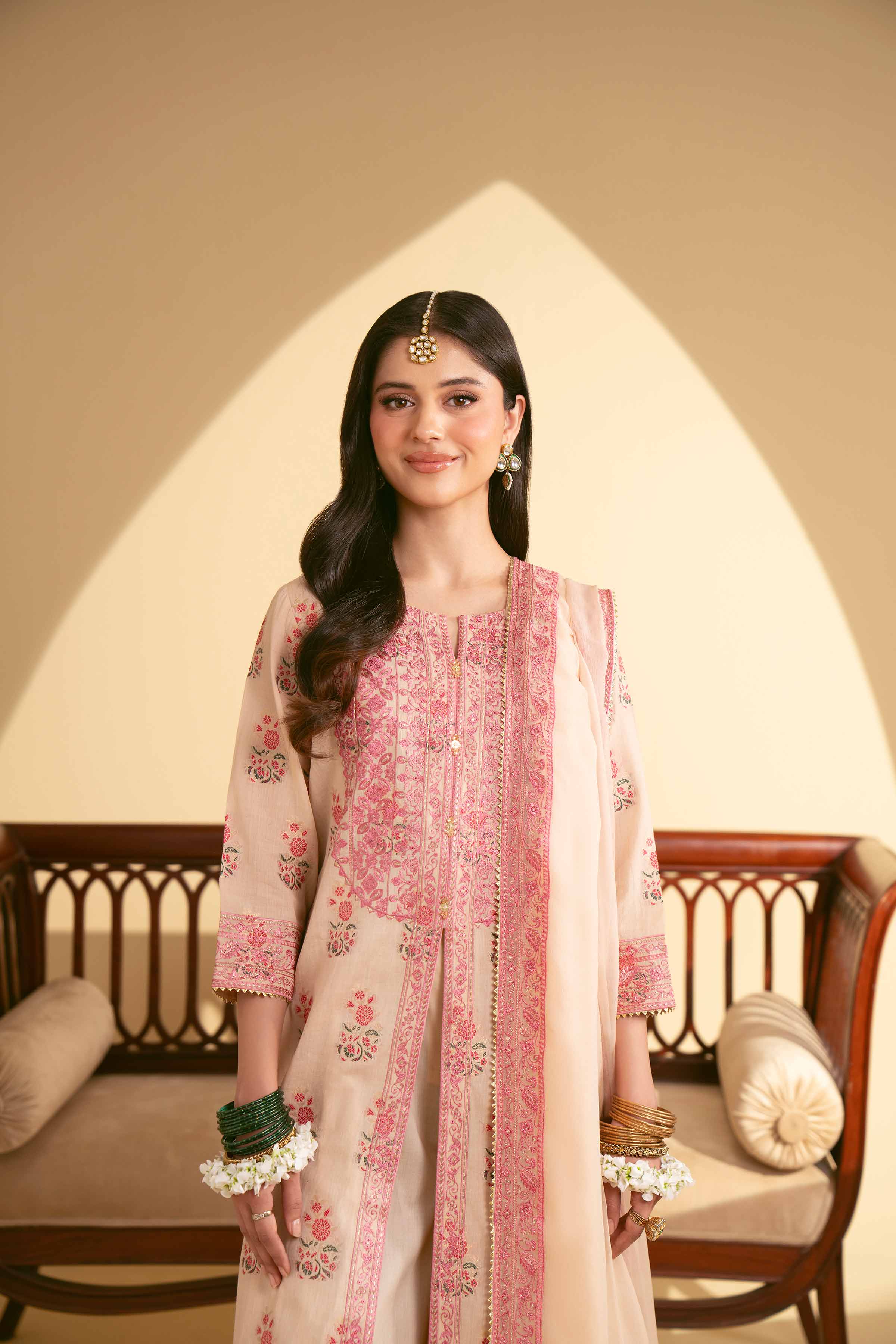 NishatUK - Peach Embroidered  Jacquard 3-piece unstitched Suit