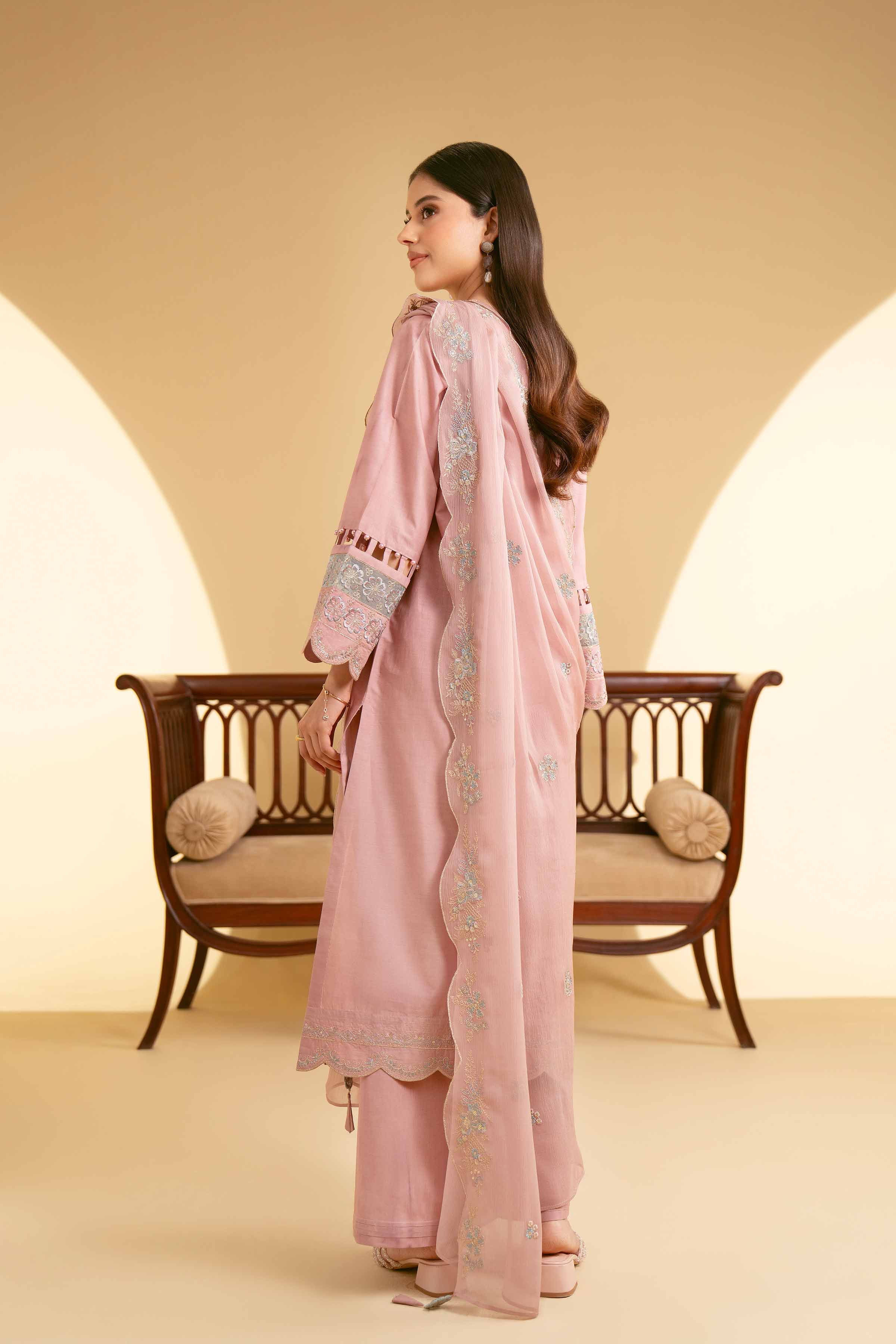 NishatUK - Purple Embroidered   Cambric 3-piece unstitched Suit