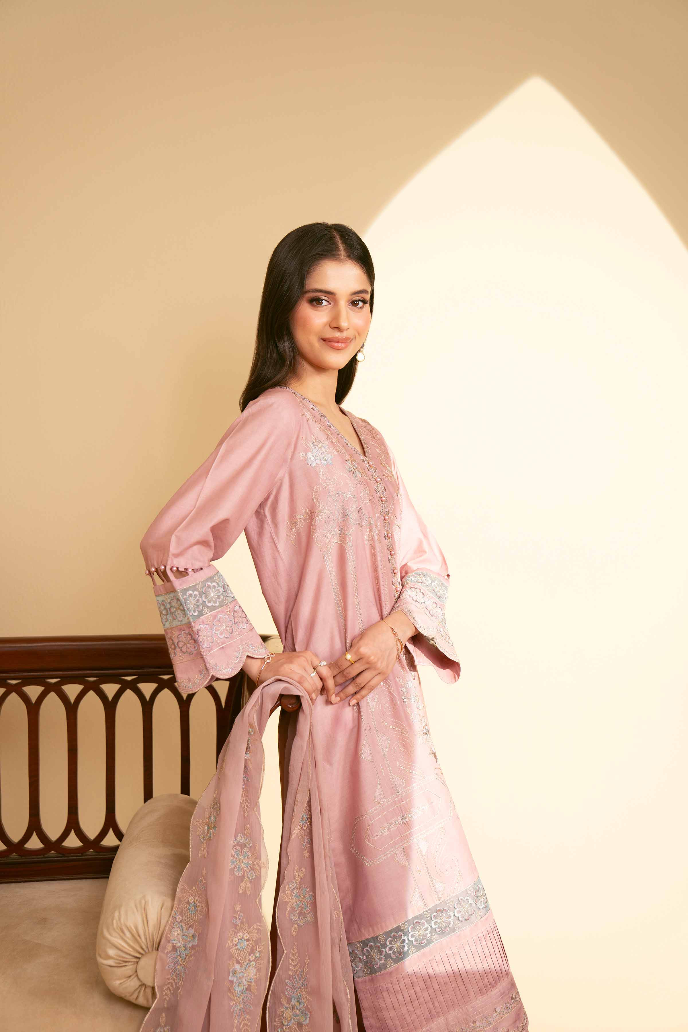 NishatUK - Purple Embroidered   Cambric 3-piece unstitched Suit