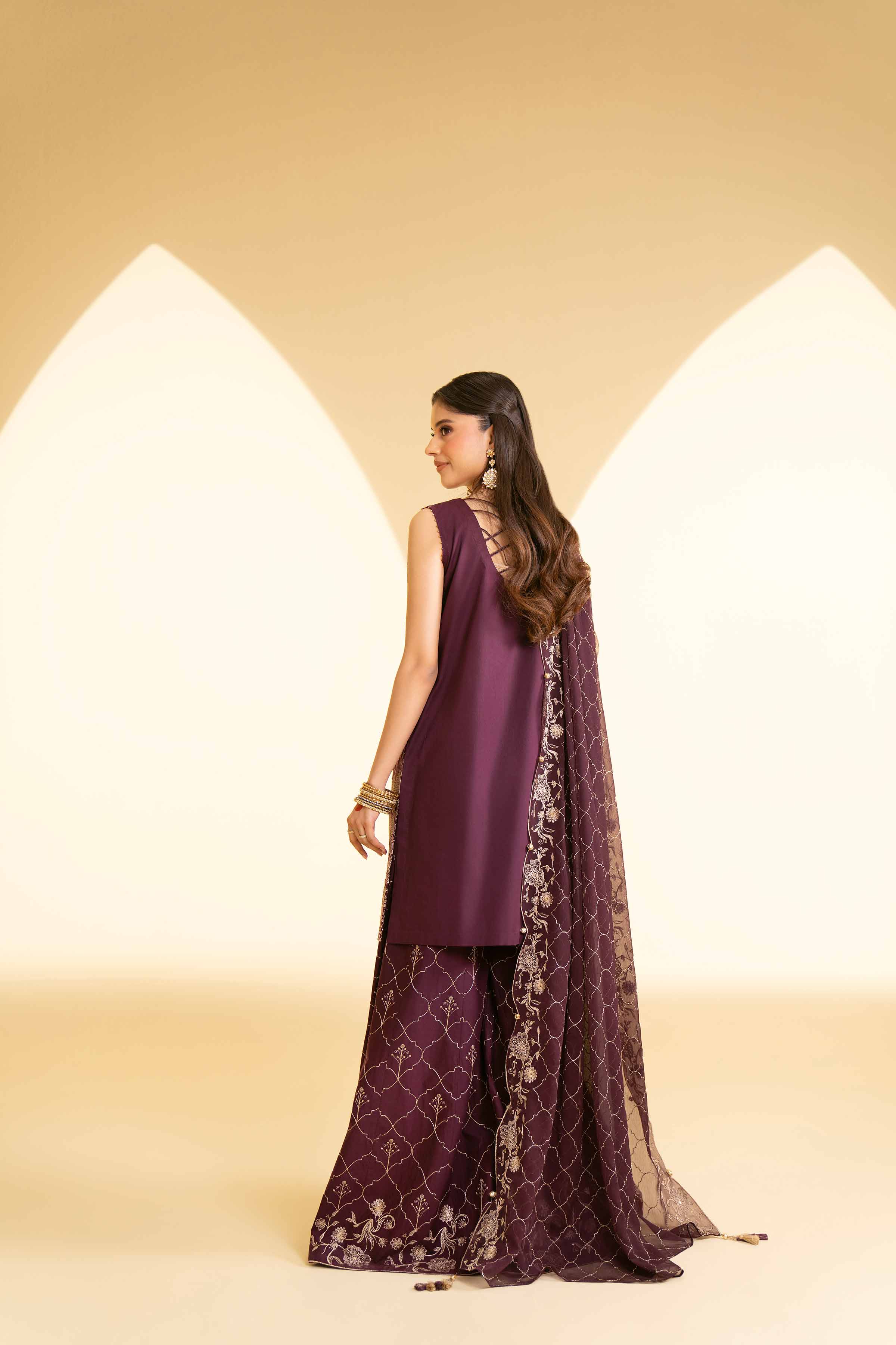 NishatUK - Plum Embroidered   Cambric 3-piece unstitched Suit
