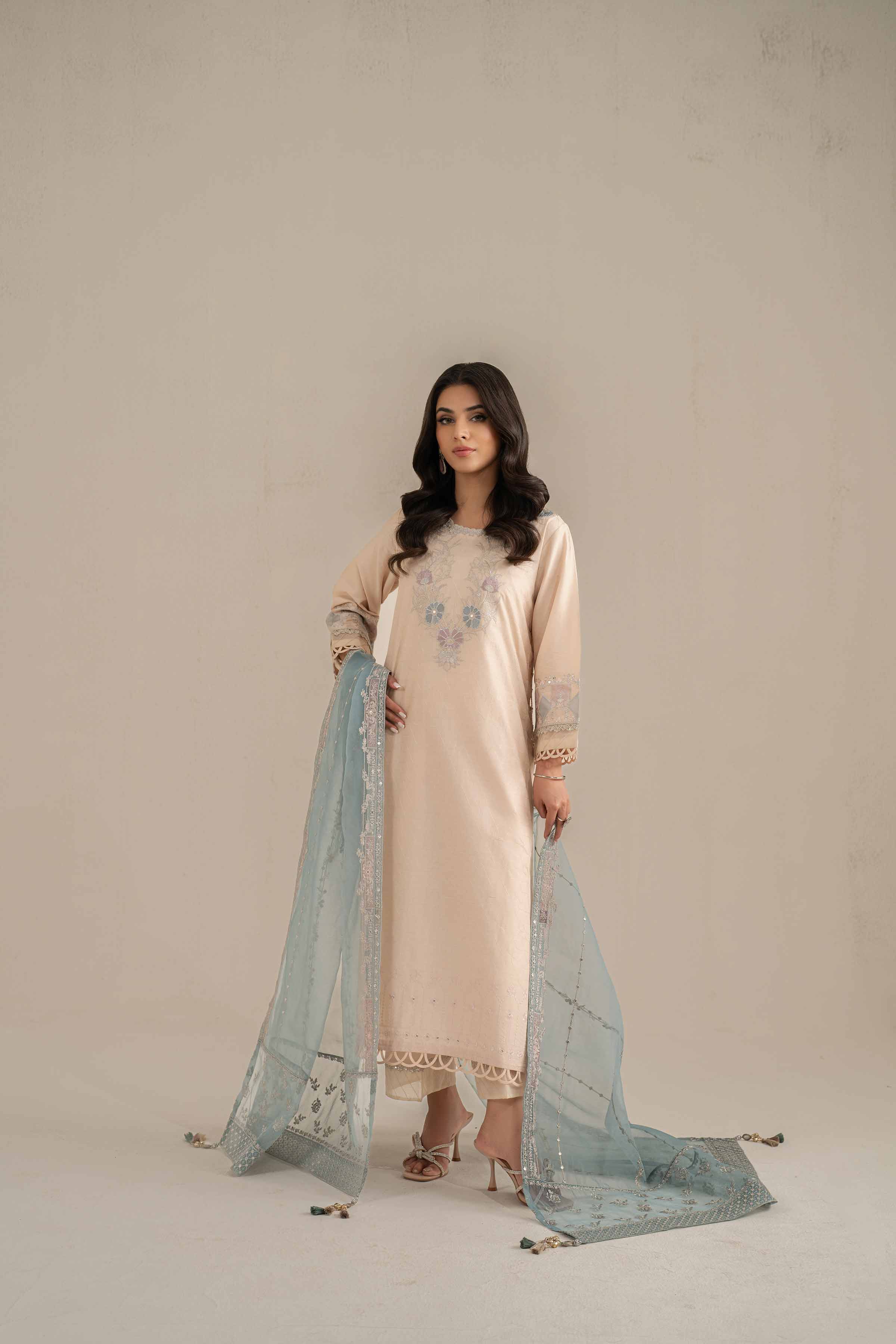NishatUK - White Embroidered   Cambric 3-piece unstitched Suit