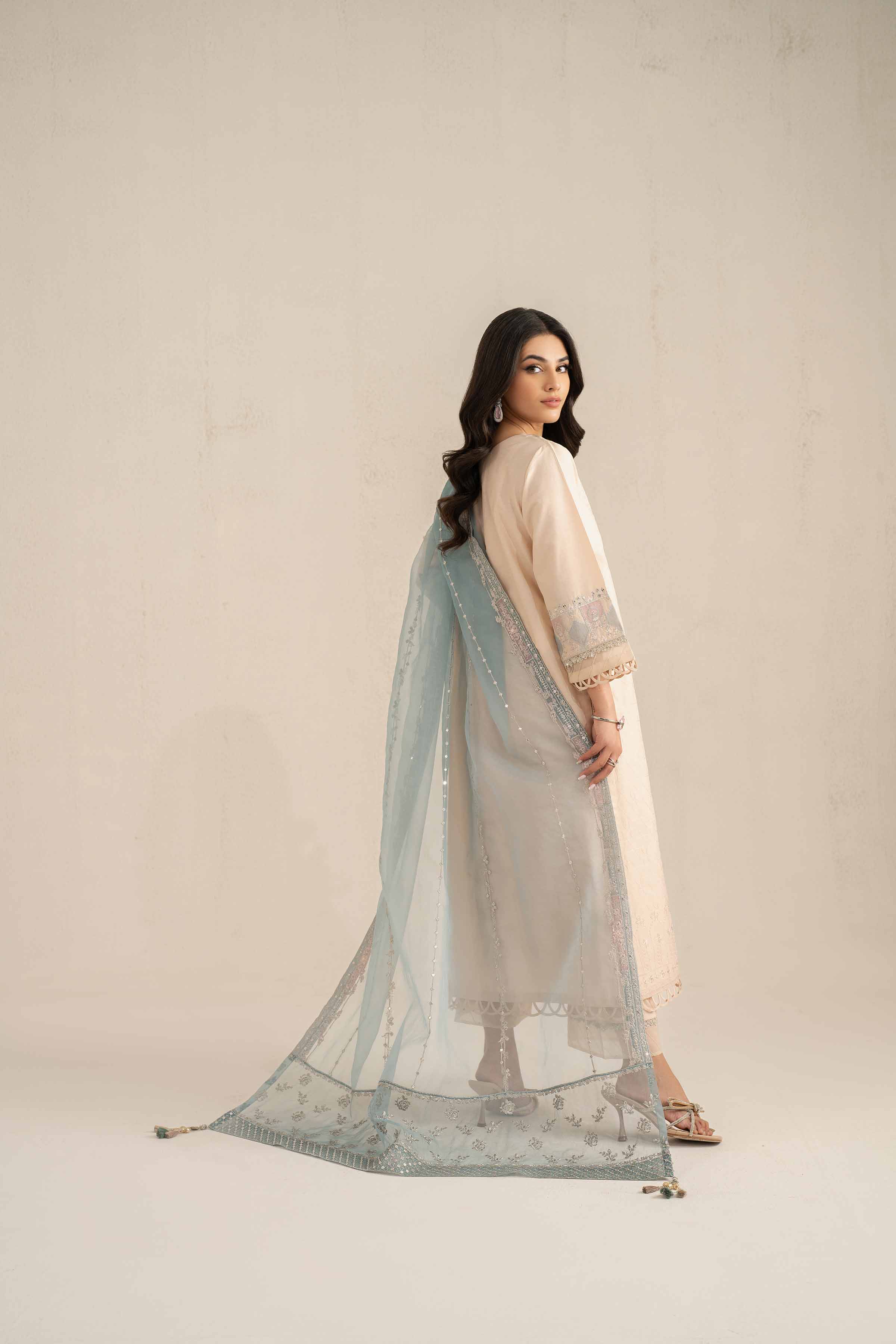 NishatUK - White Embroidered   Cambric 3-piece unstitched Suit