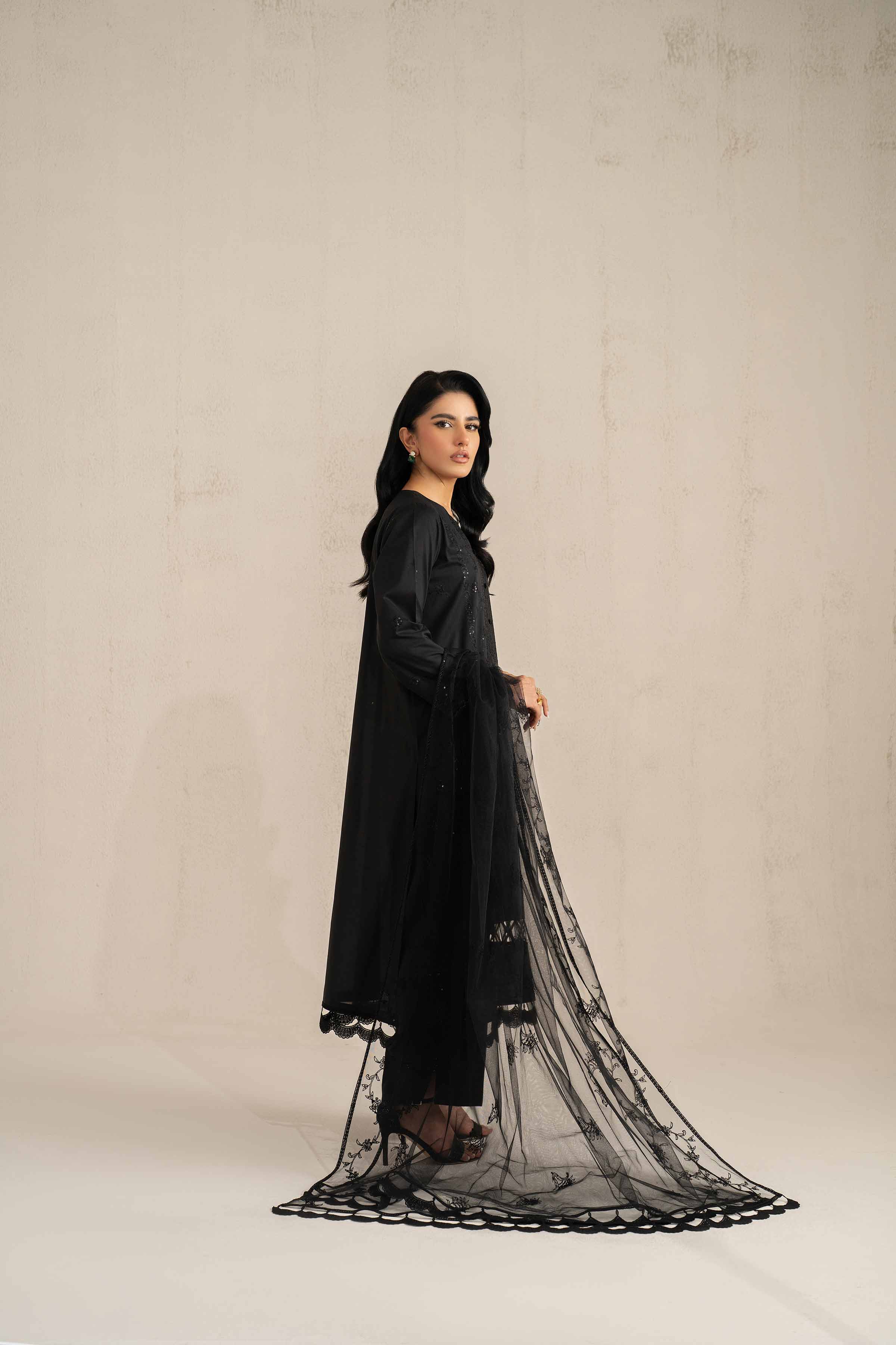 NishatUK - Black Embroidered   Cambric 3-piece unstitched Suit