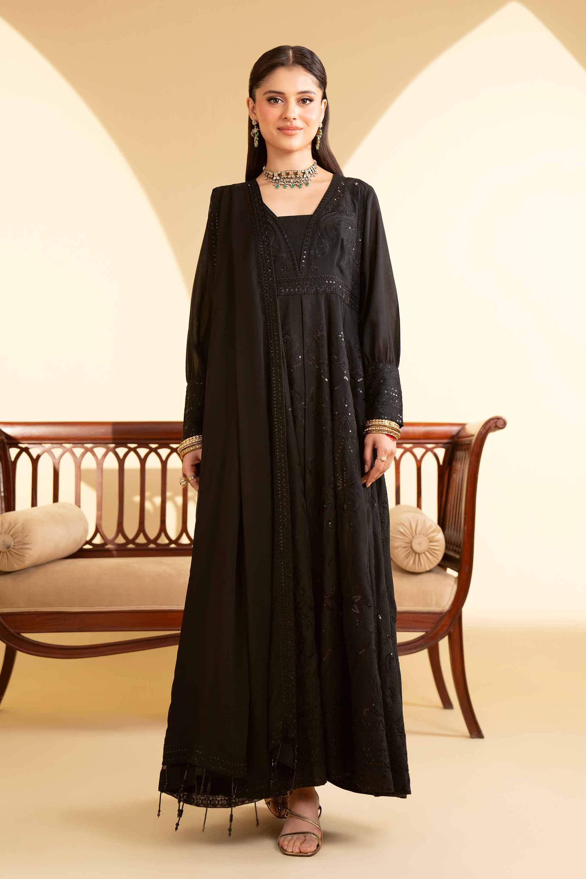 NishatUK - Black Embroidered  Lawn 2-piece unstitched Dress
