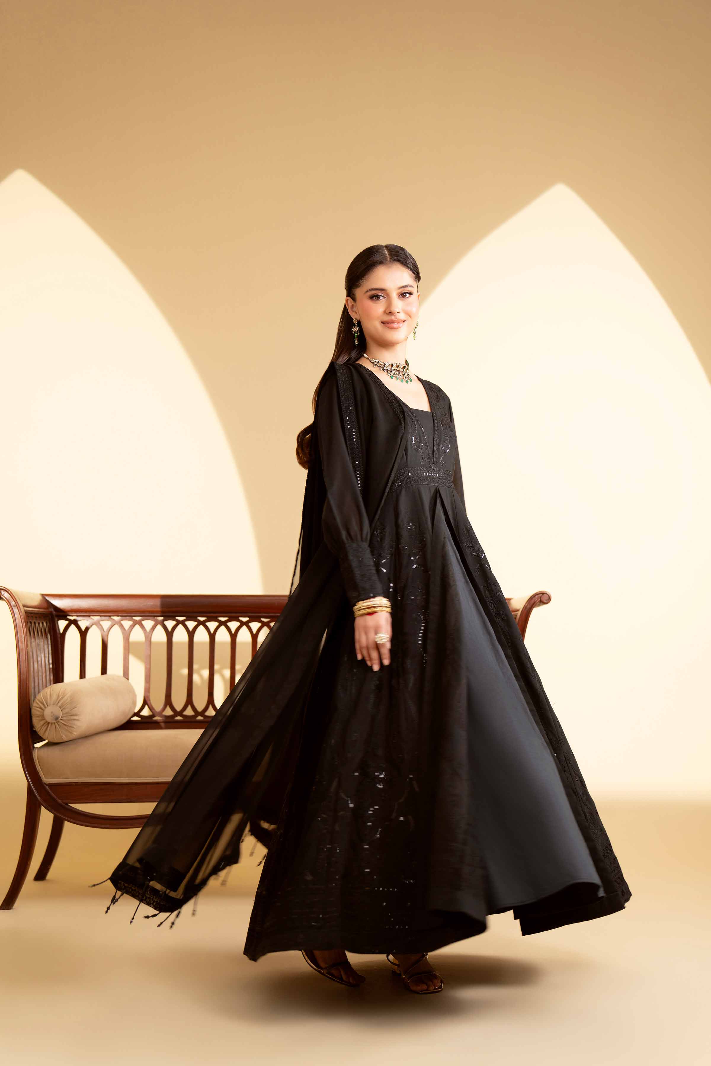 NishatUK - Black Embroidered  Lawn 2-piece unstitched Dress