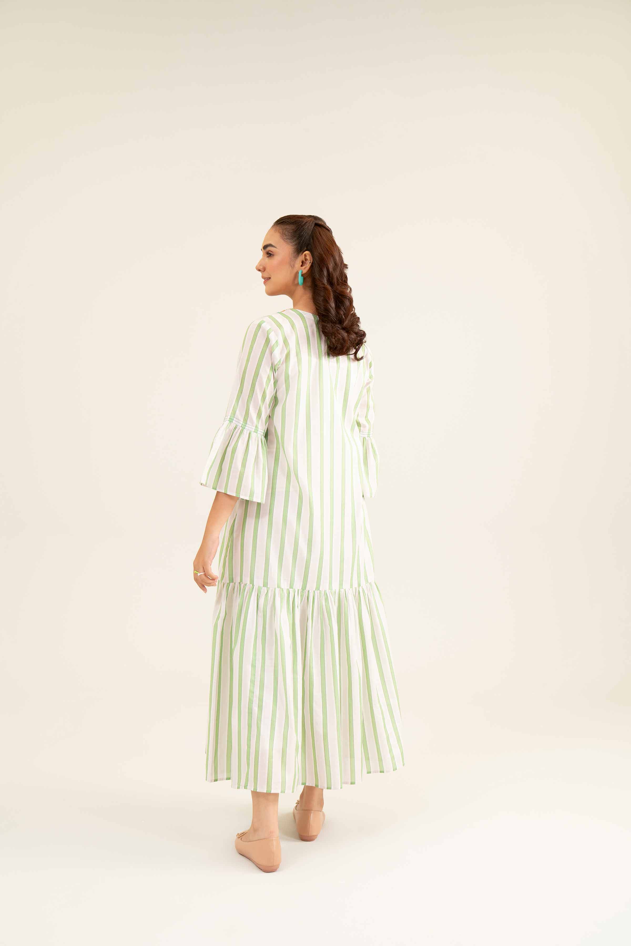 NishatUK - White Embroidered  Lawn 1-piece ready to wear Long Dress