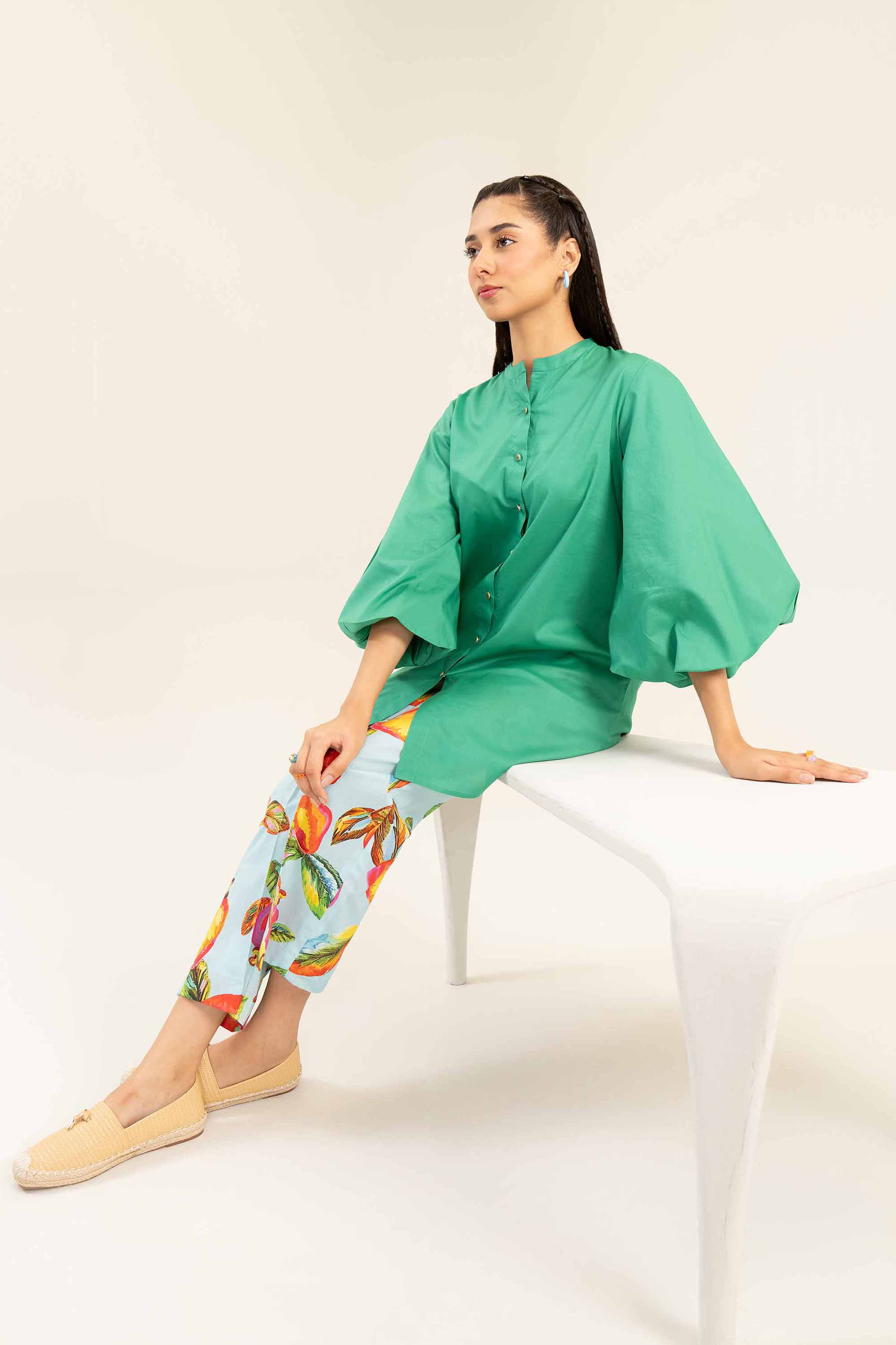 NishatUK - Brown Printed  Cambric 2-piece ready to wear Dress