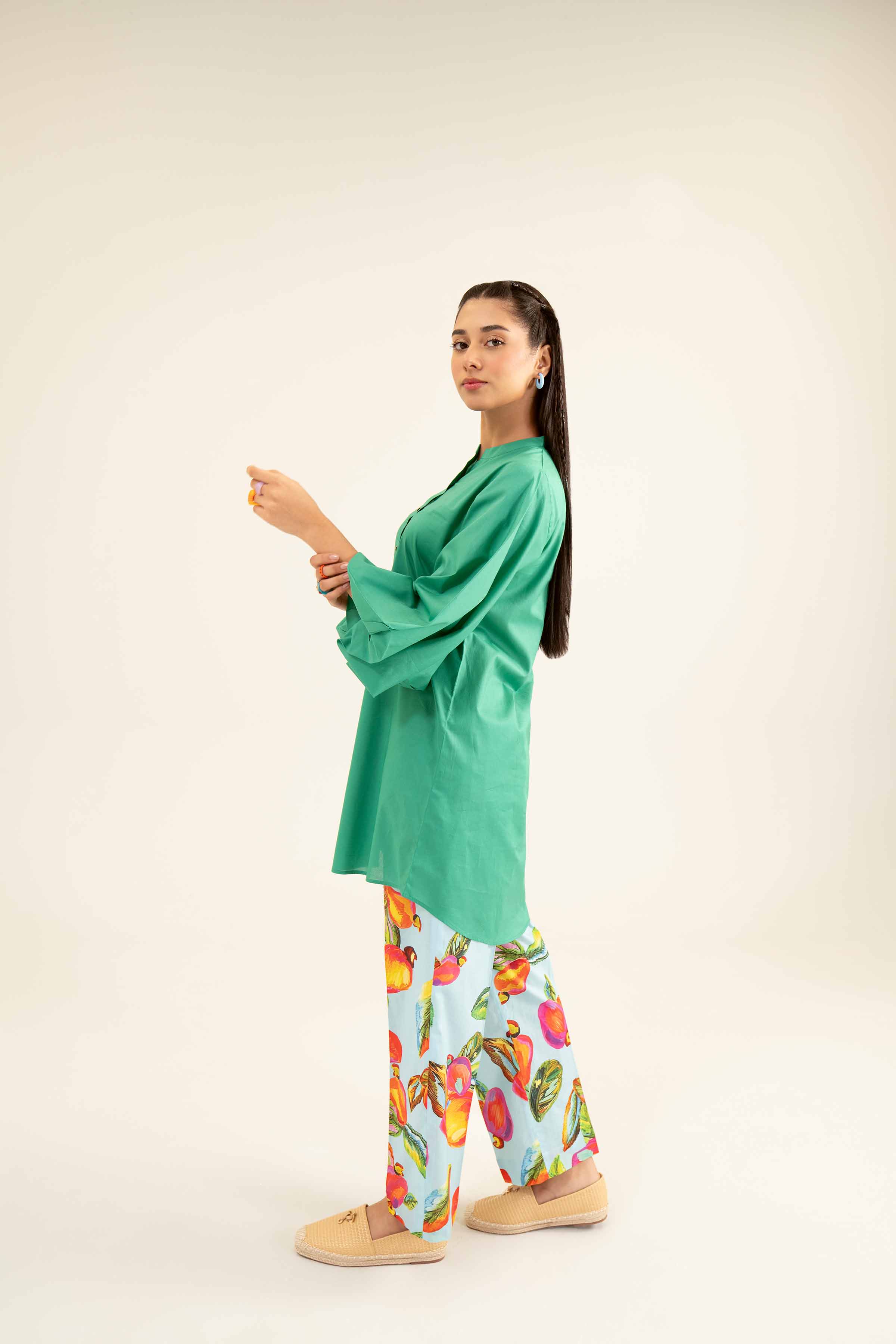 NishatUK - Brown Printed  Cambric 2-piece ready to wear Dress