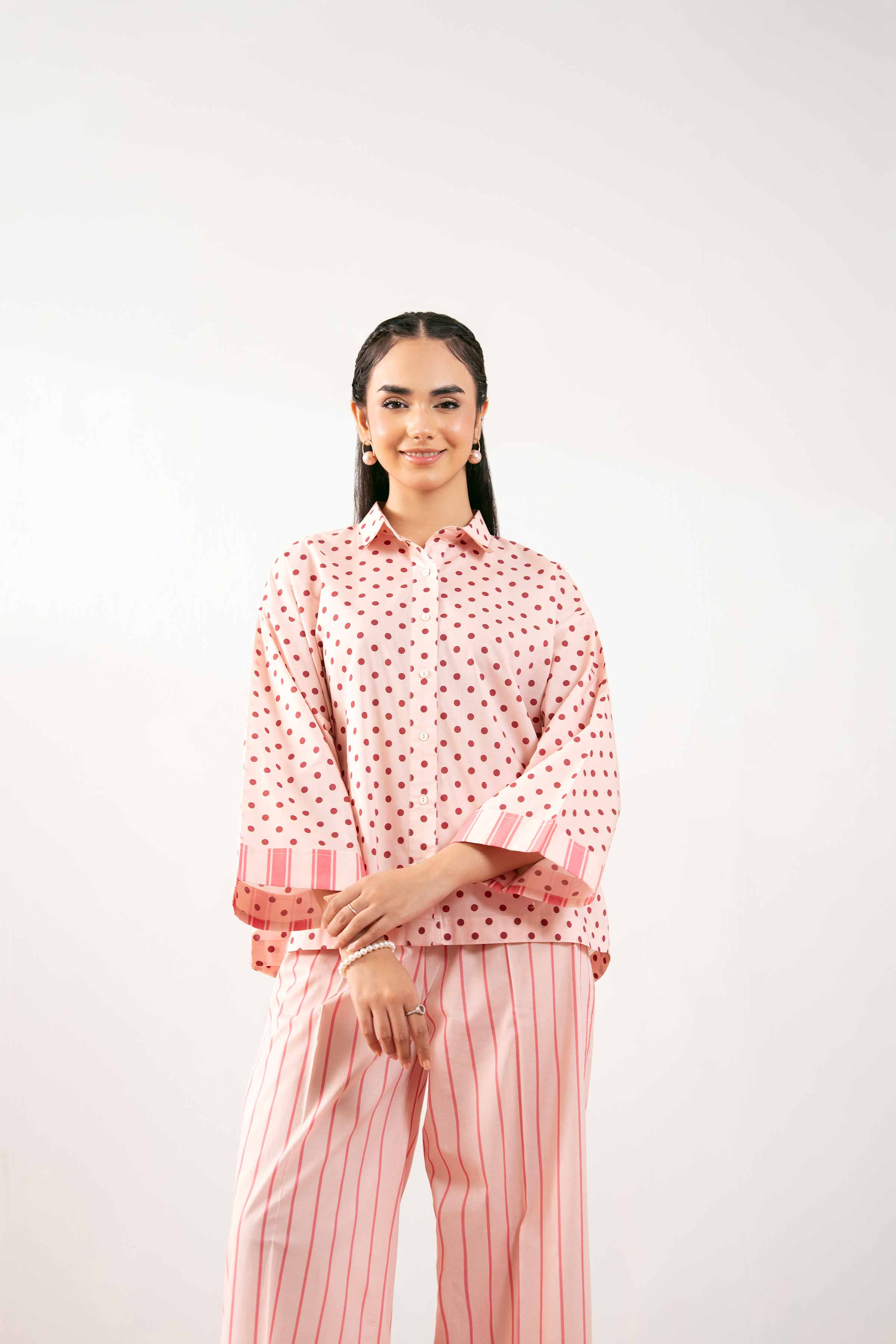NishatUK - Peach Printed  Cambric 2-piece ready to wear Dress