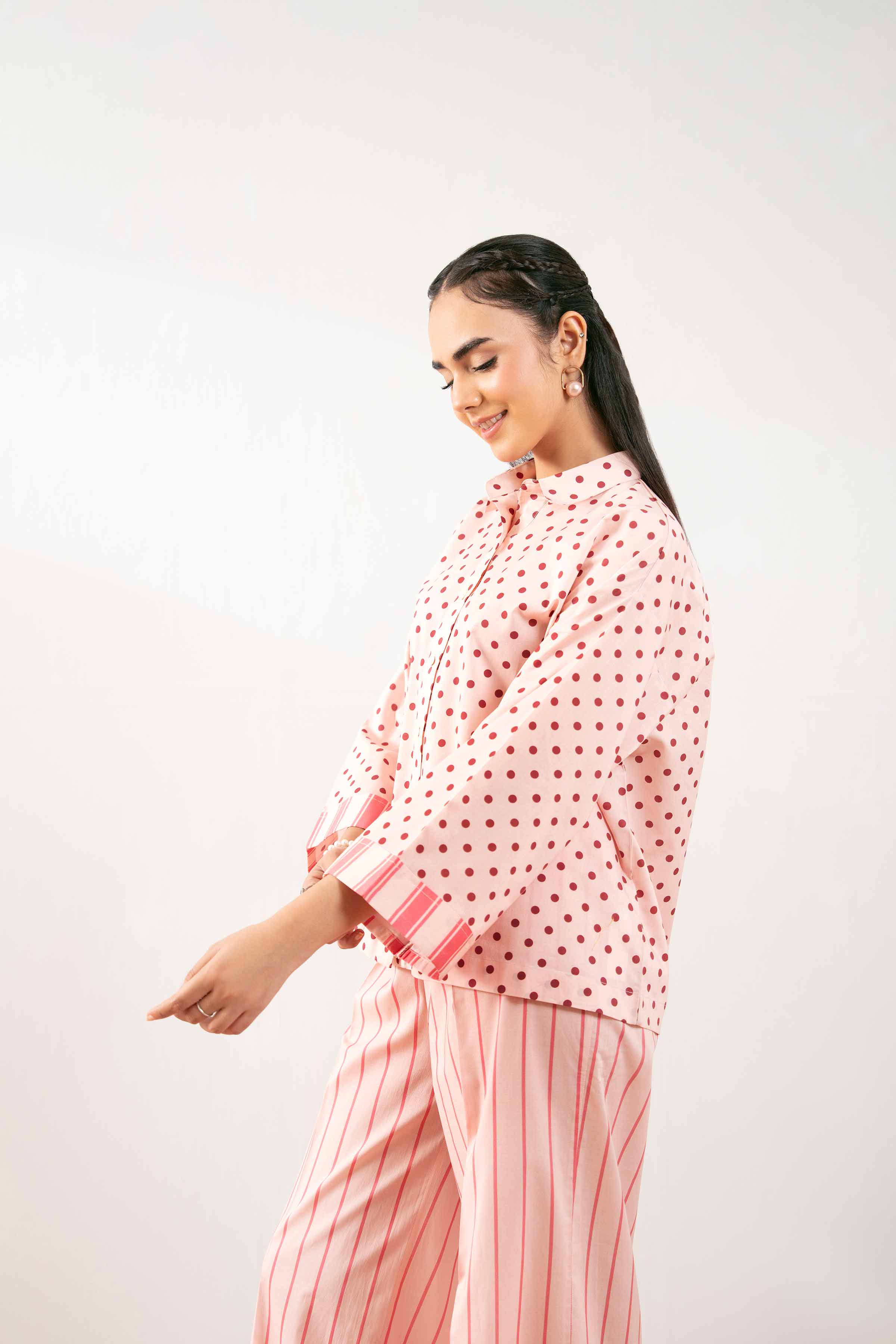 NishatUK - Peach Printed  Cambric 2-piece ready to wear Dress