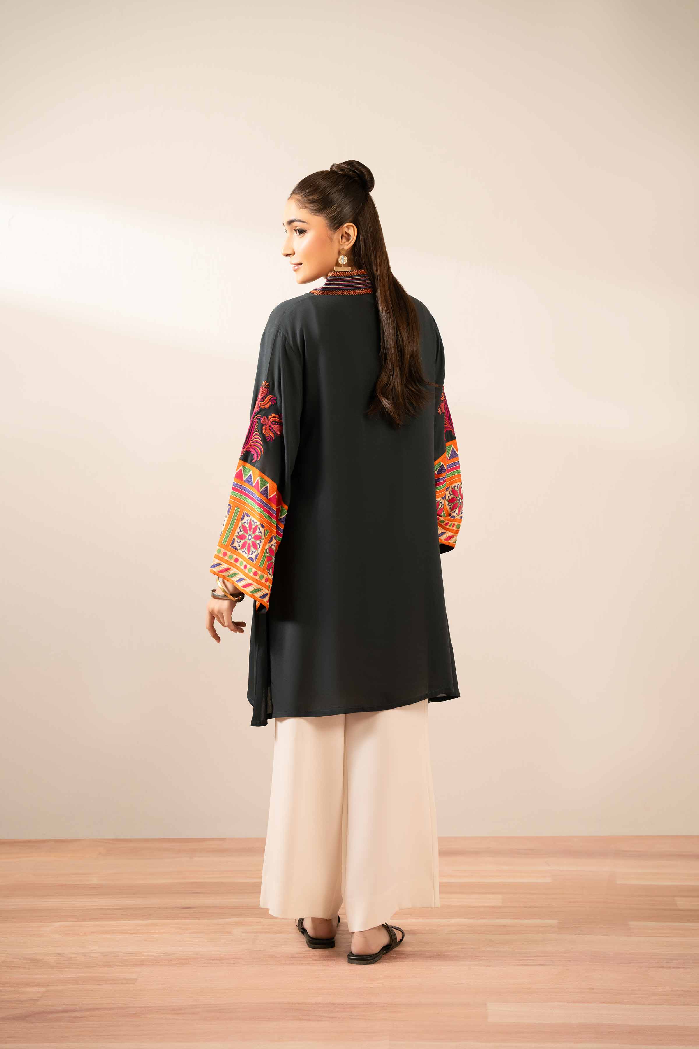 NishatUK - Black Embroidered Cambric 1-piece ready to wear Tunic