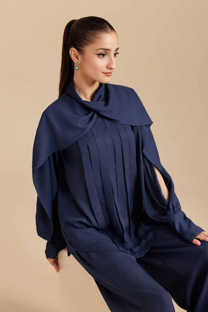 NishatUK - Blue Solids Georgette 2-piece ready to wear Dress