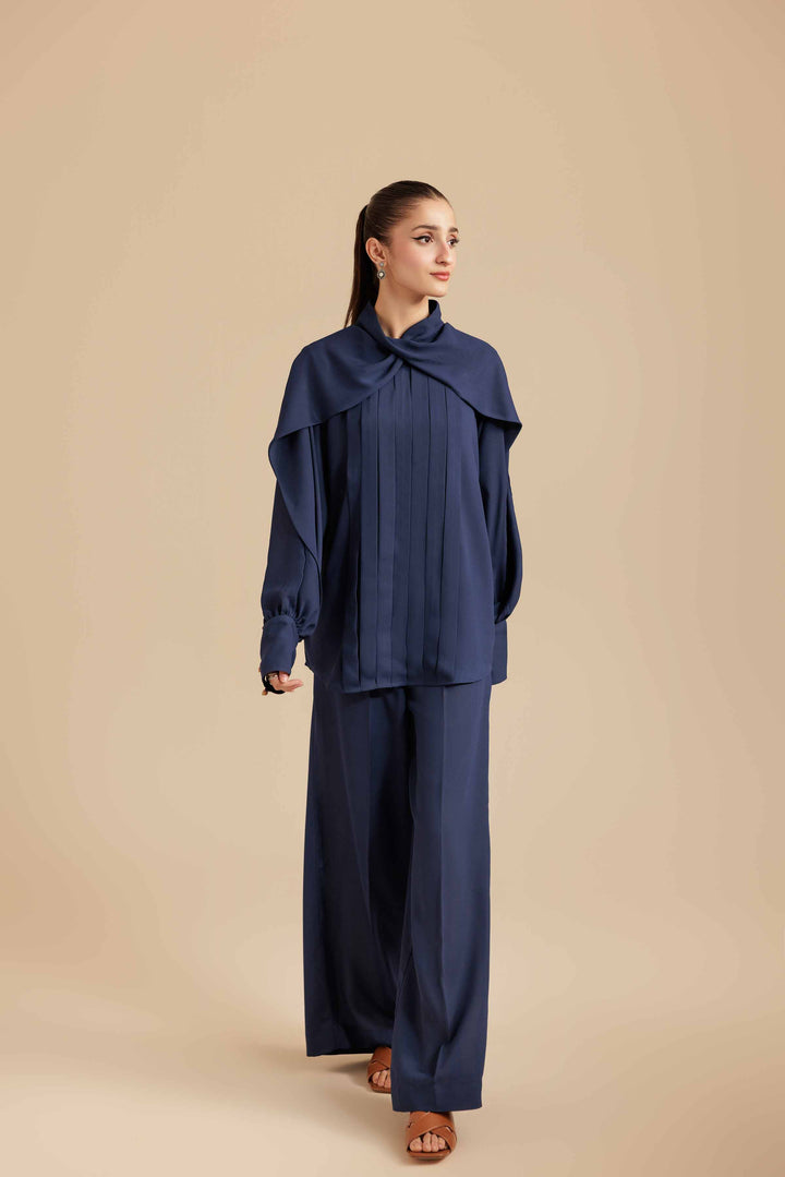 NishatUK - Blue Solids Georgette 2-piece ready to wear Dress