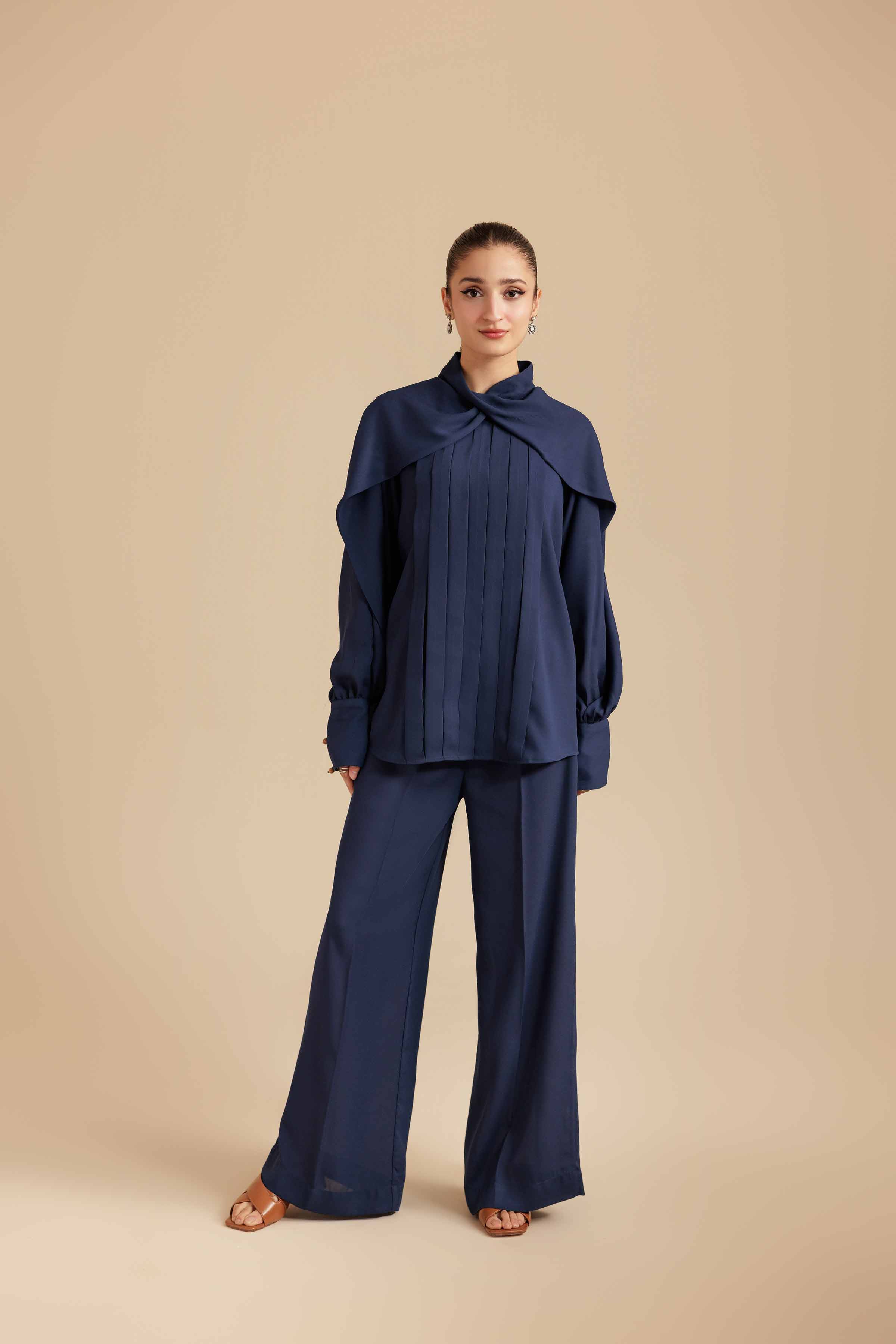 NishatUK - Blue Solids Georgette 2-piece ready to wear Dress