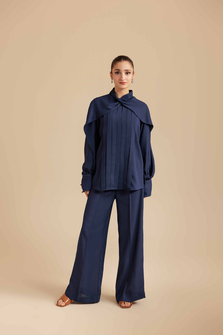 NishatUK - Blue Solids Georgette 2-piece ready to wear Dress