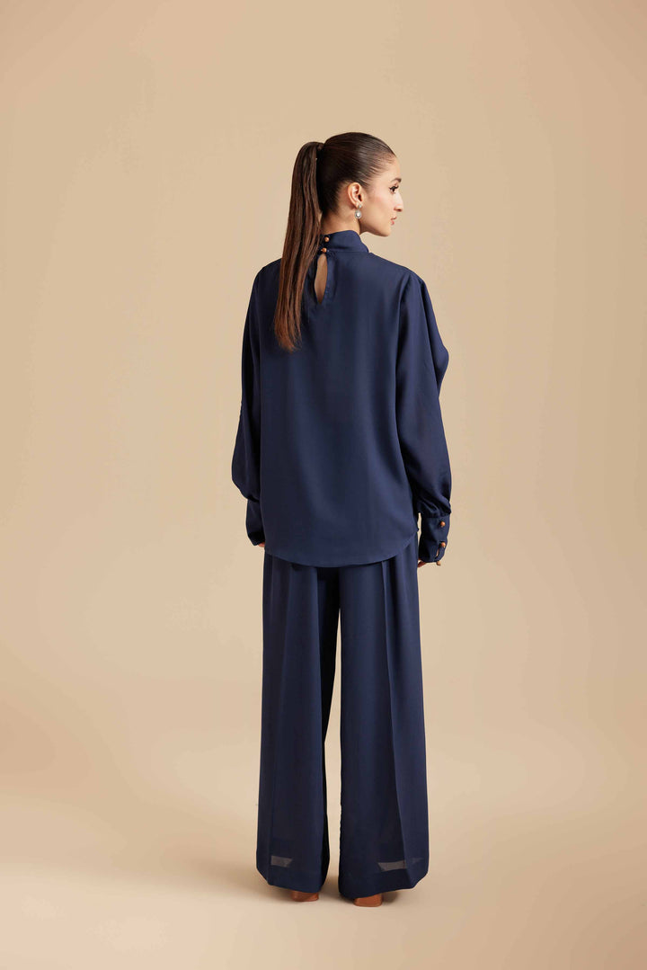 NishatUK - Blue Solids Georgette 2-piece ready to wear Dress