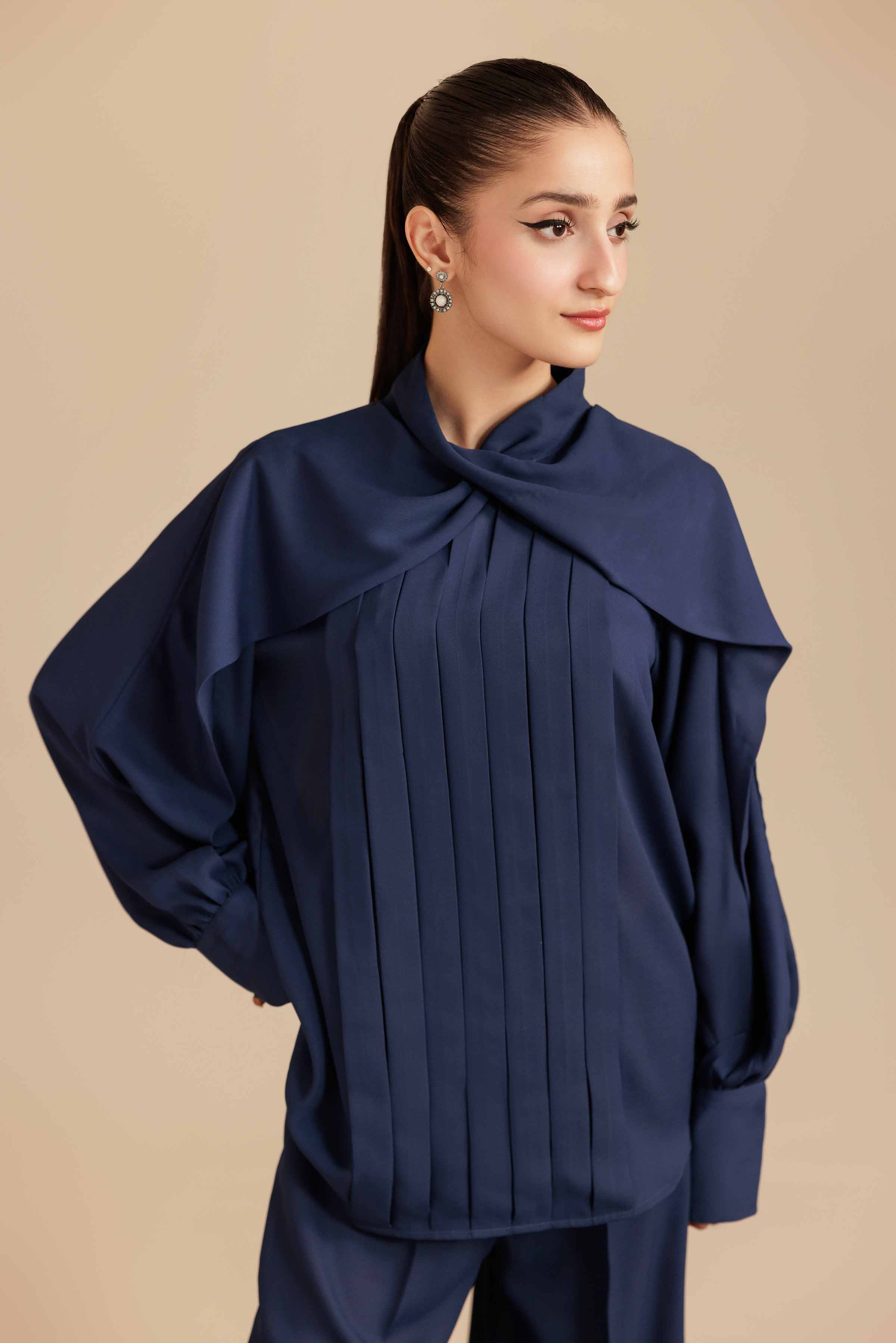 NishatUK - Blue Solids Georgette 2-piece ready to wear Dress