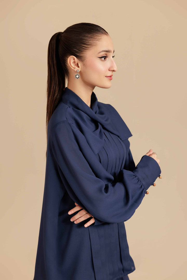 NishatUK - Blue Solids Georgette 2-piece ready to wear Dress