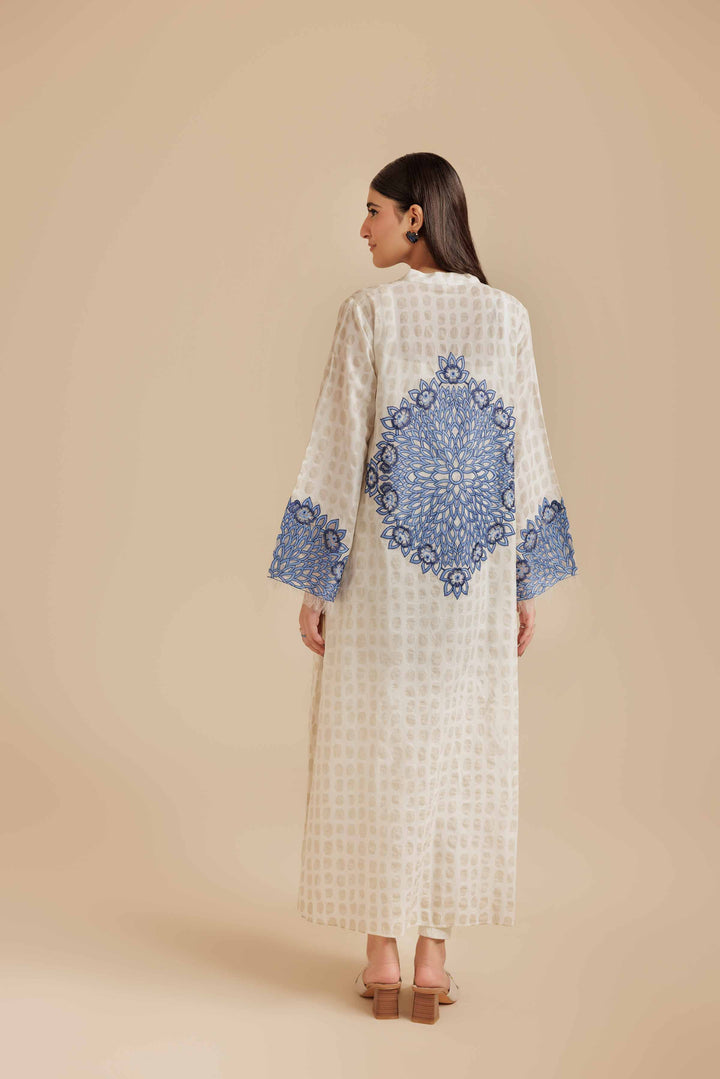 NishatUK - White Embroidered Burnout 1-piece ready to wear Long Dress