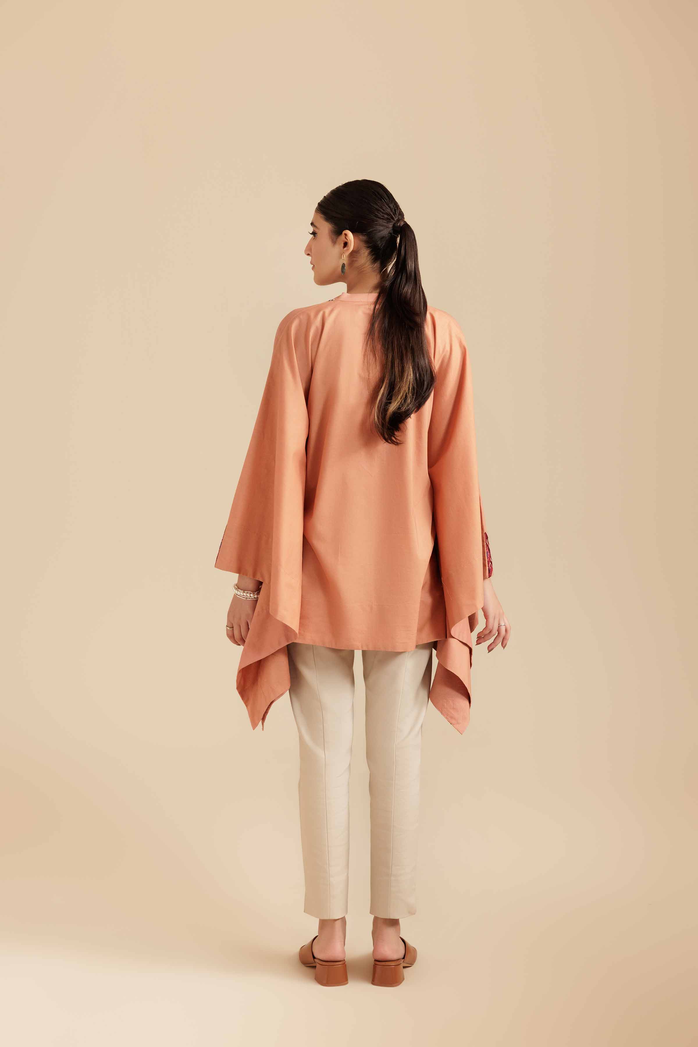 NishatUK - Rust Embroidered Cambric 1-piece ready to wear Tunic