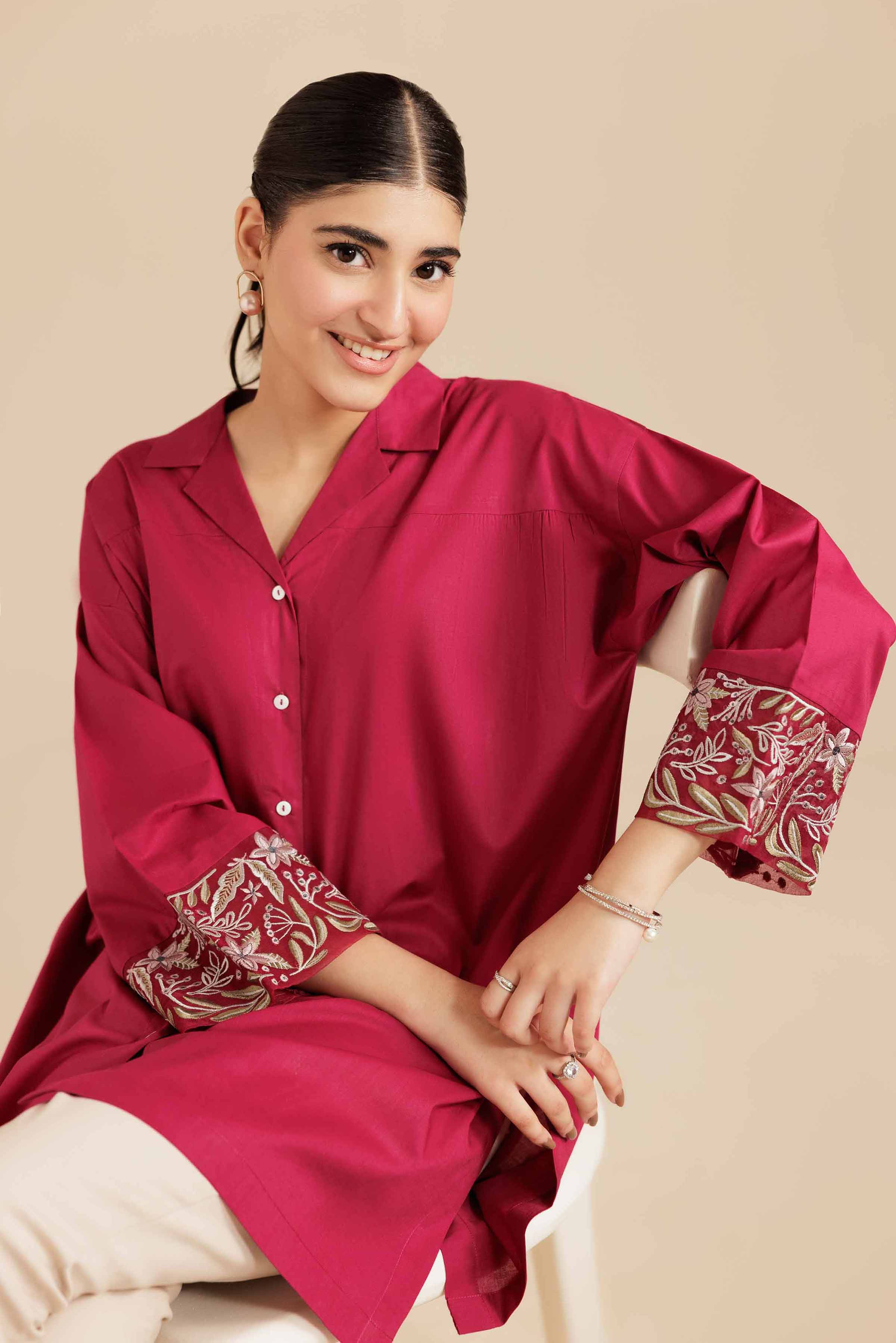 NishatUK - Purple Embroidered Cambric 1-piece ready to wear Shirt