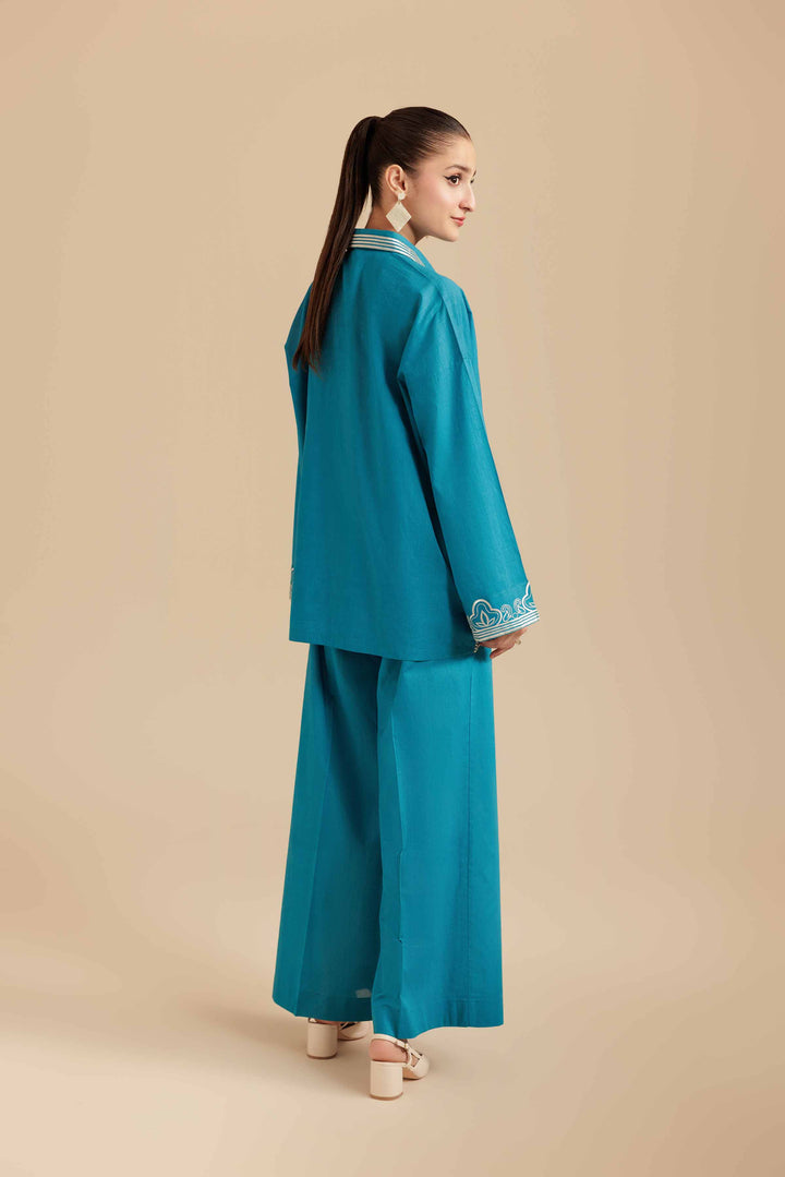 NishatUK - Teal Embroidered Cambric 2-piece ready to wear Dress