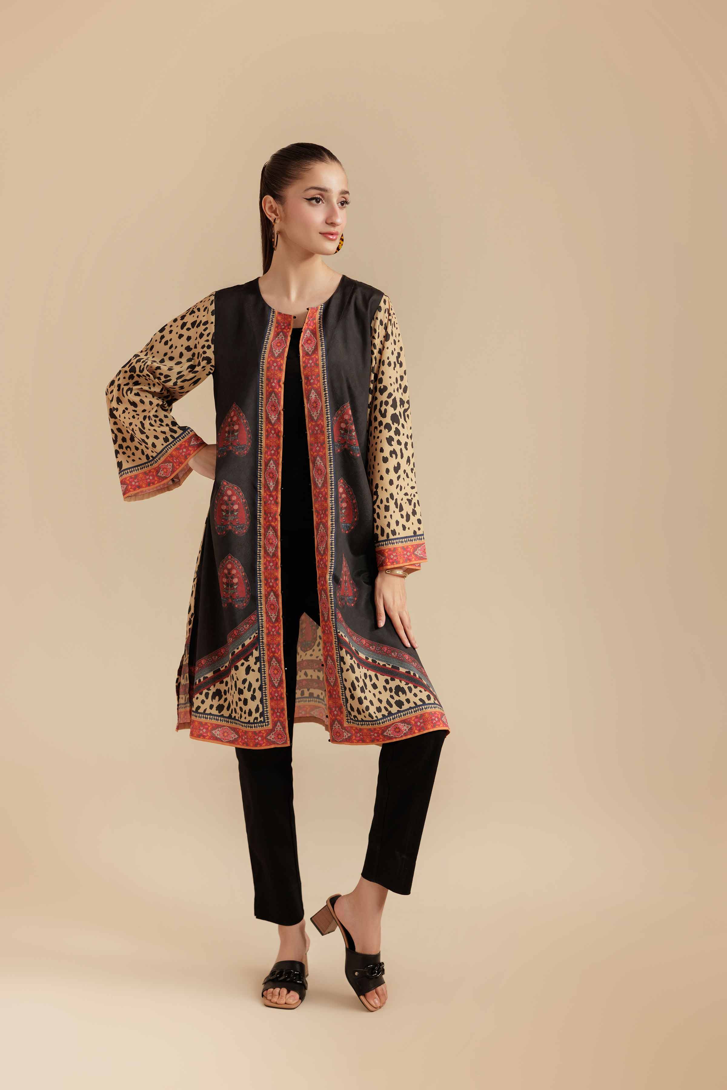 NishatUK - Black  Grip Silk 1-piece ready to wear Jacket