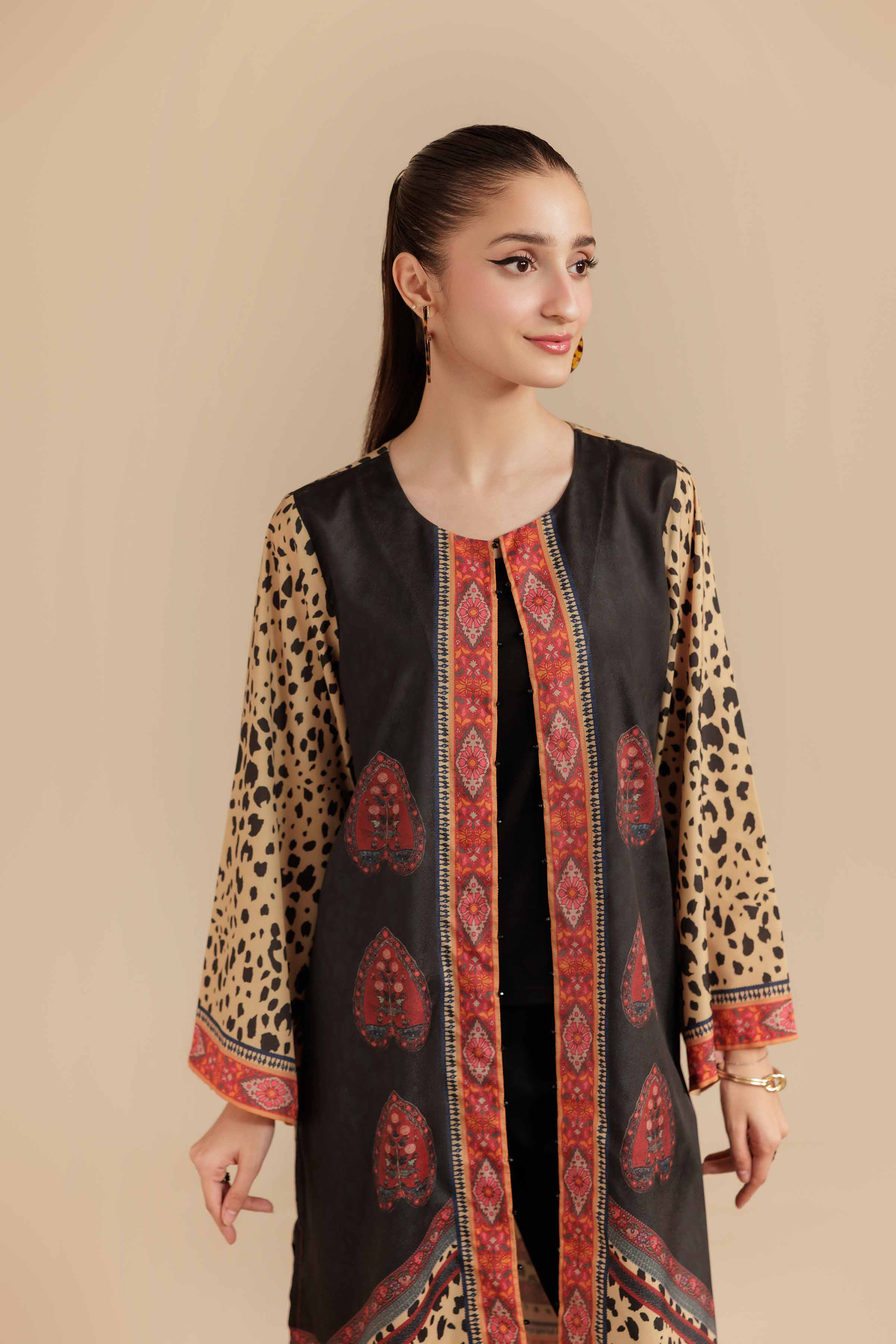 NishatUK - Black  Grip Silk 1-piece ready to wear Jacket