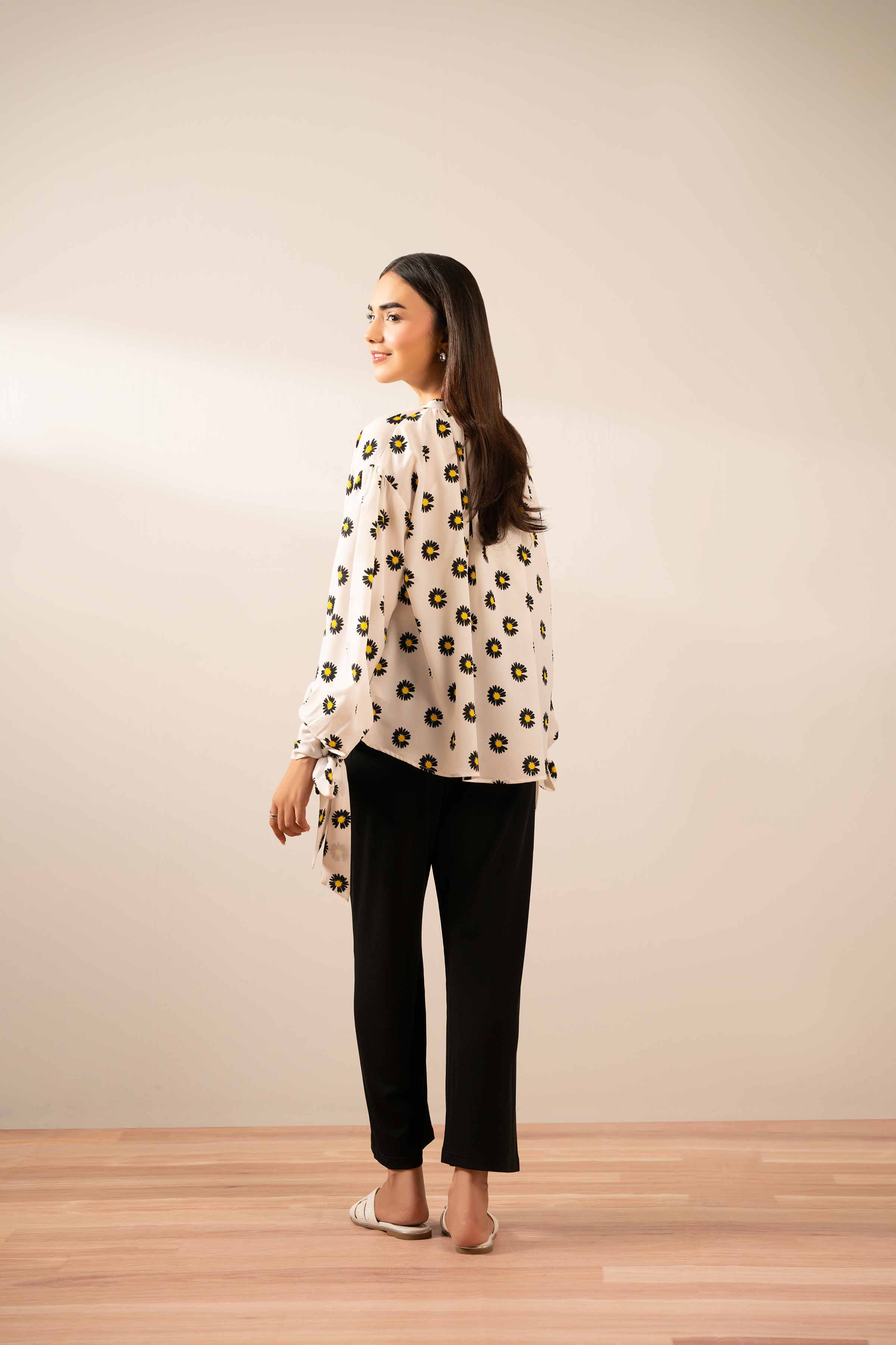 NishatUK - White Printed Georgette 1-piece ready to wear Tunic