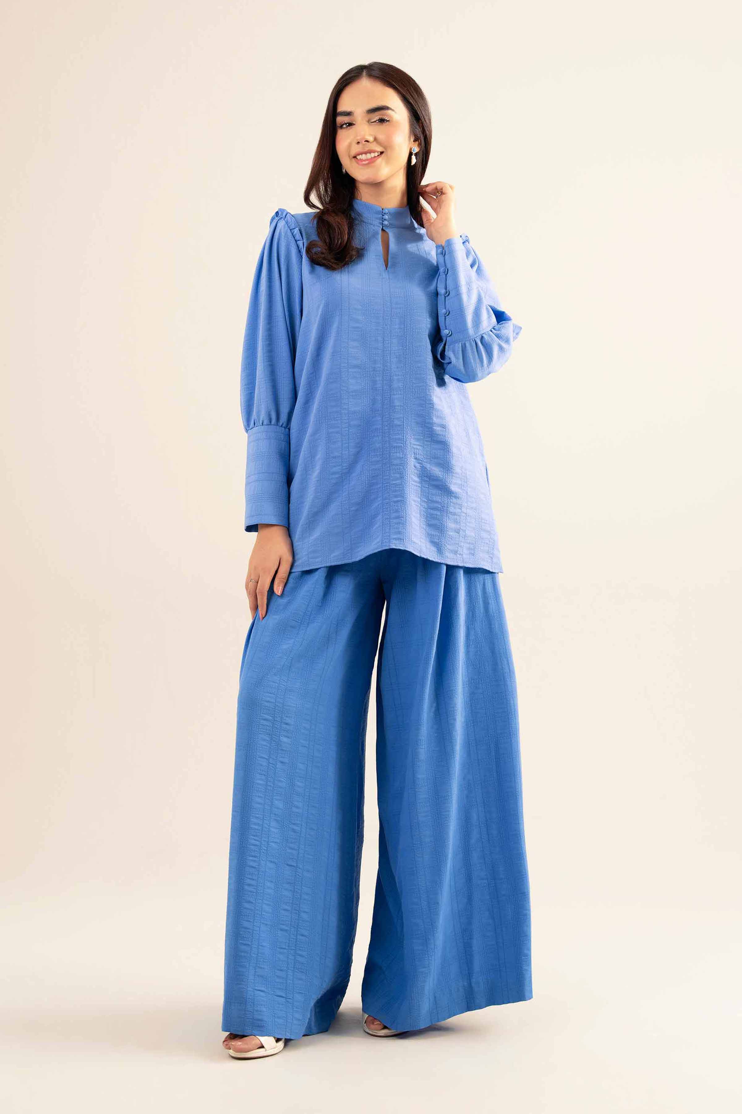 NishatUK - Blue Solids  Cotton 2-piece ready to wear Dress
