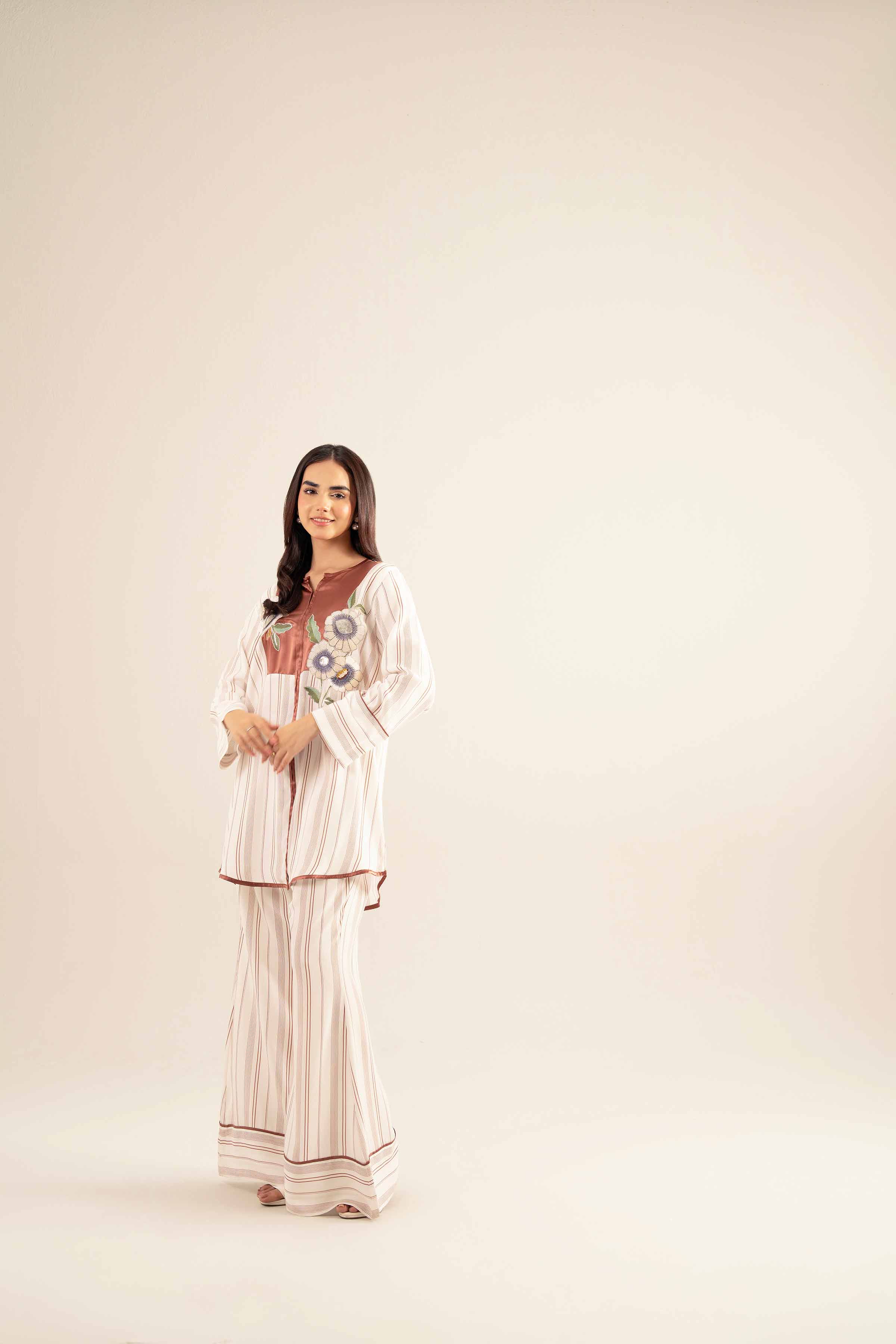 NishatUK - Off White Embroidered  Silk 2-piece ready to wear Dress