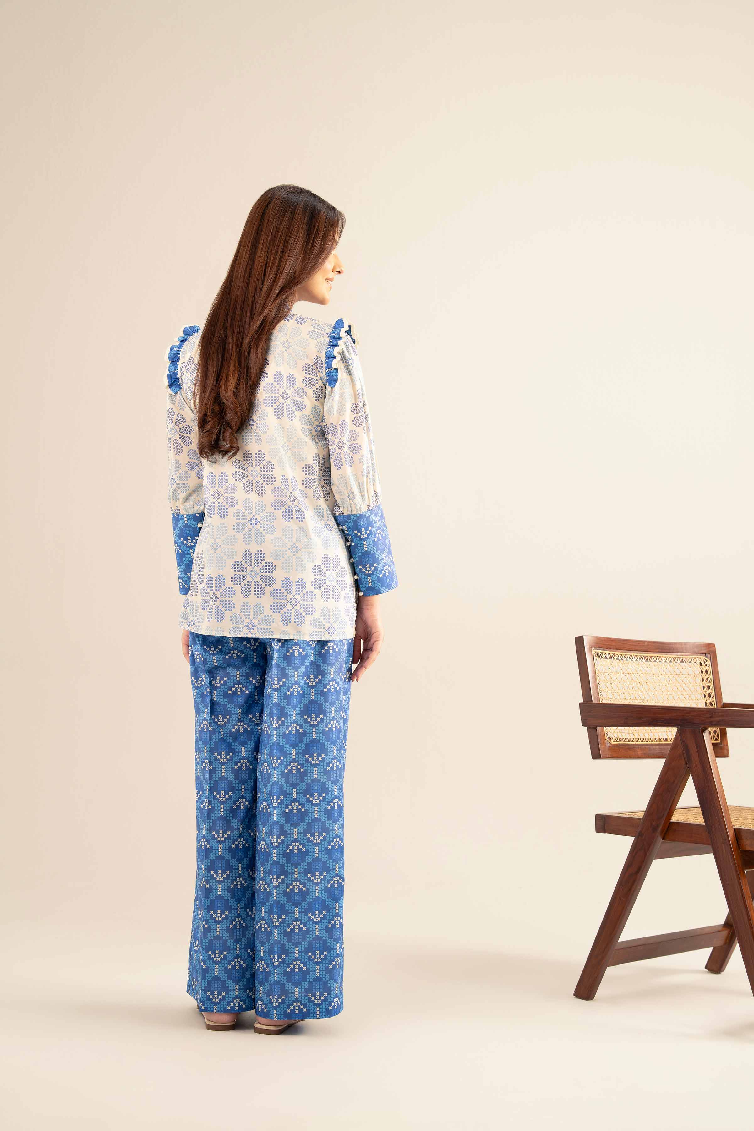 NishatUK - White Printed  Cambric 2-piece ready to wear Dress
