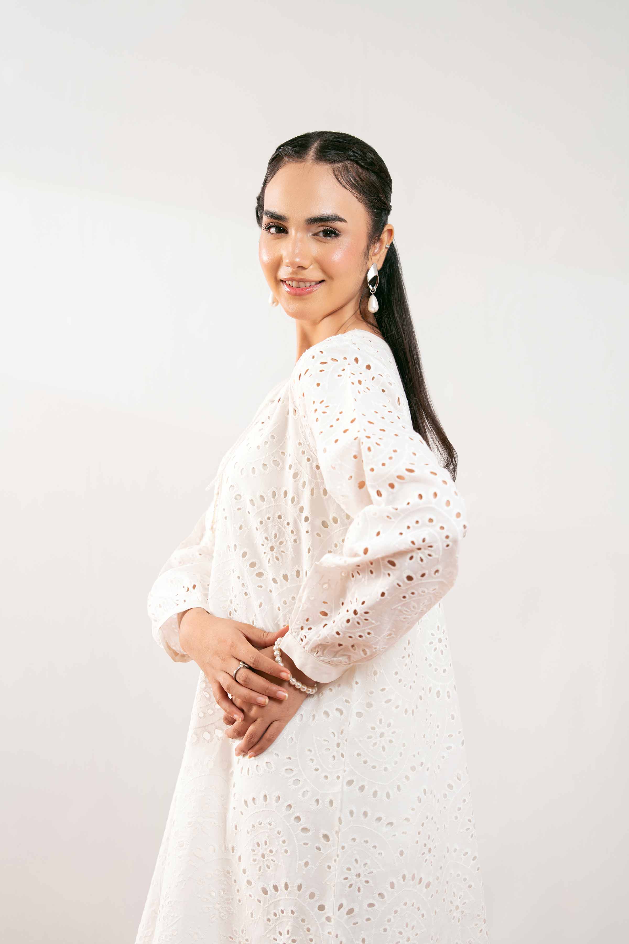 NishatUK - White Solids  Chicken Kari 1-piece ready to wear Tunic