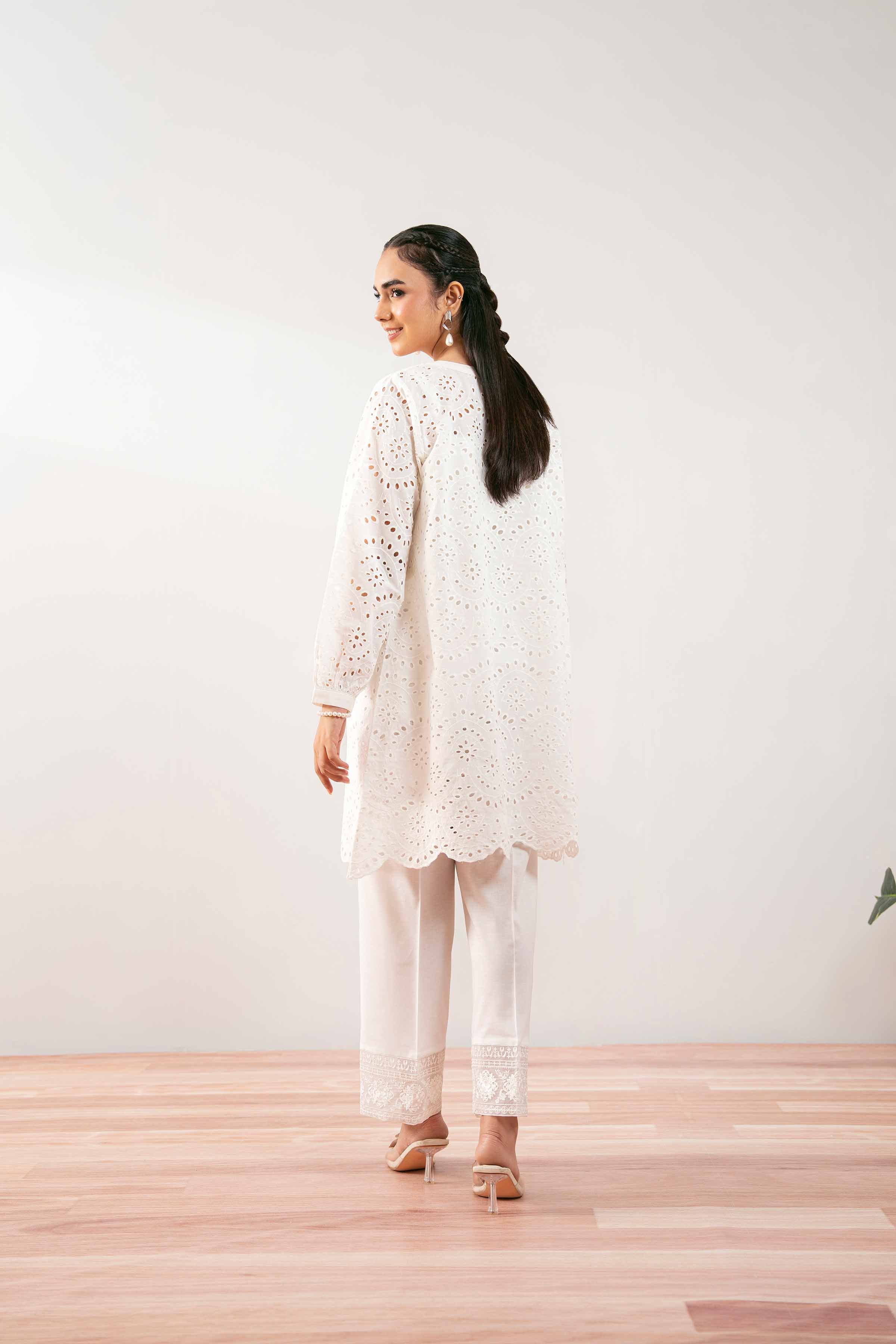 NishatUK - White Solids  Chicken Kari 1-piece ready to wear Tunic