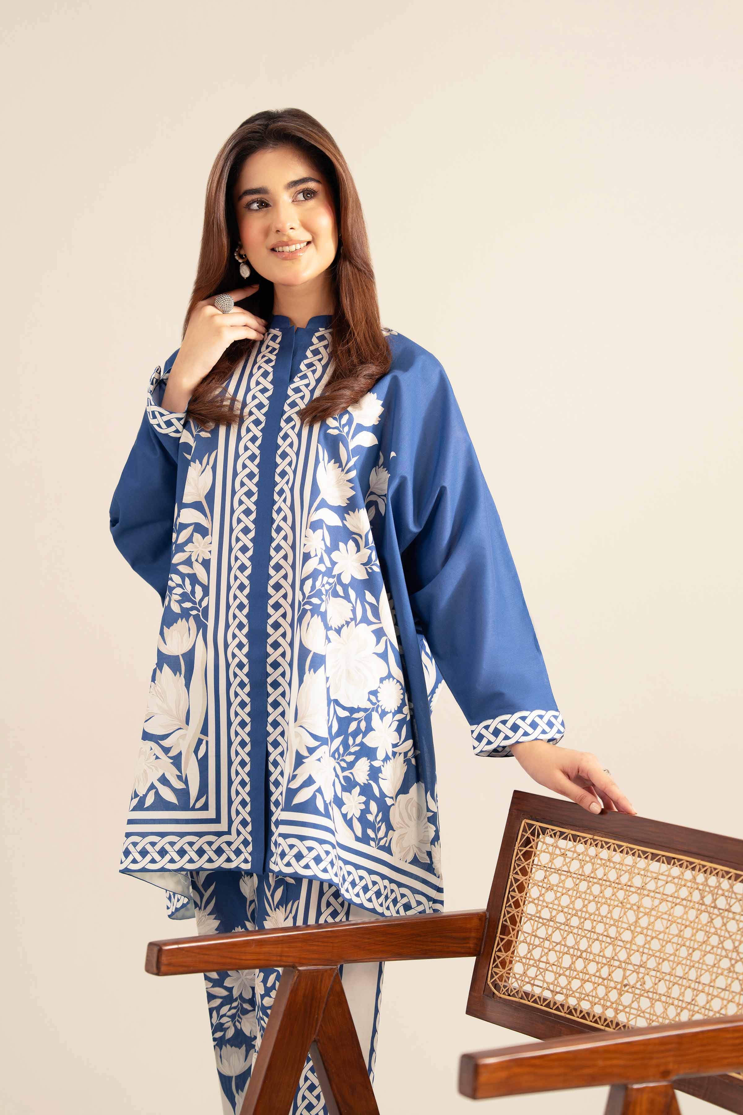 NishatUK - Blue Printed  Cambric 2-piece ready to wear Dress