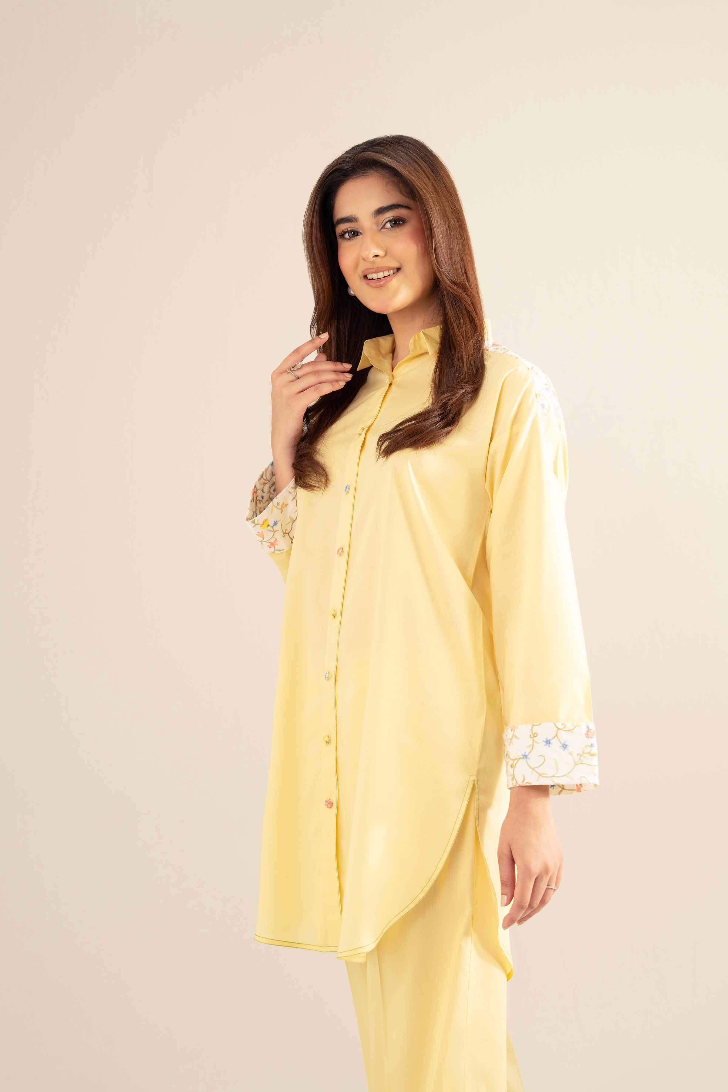NishatUK - Yellow Solids  Cambric 2-piece ready to wear Dress