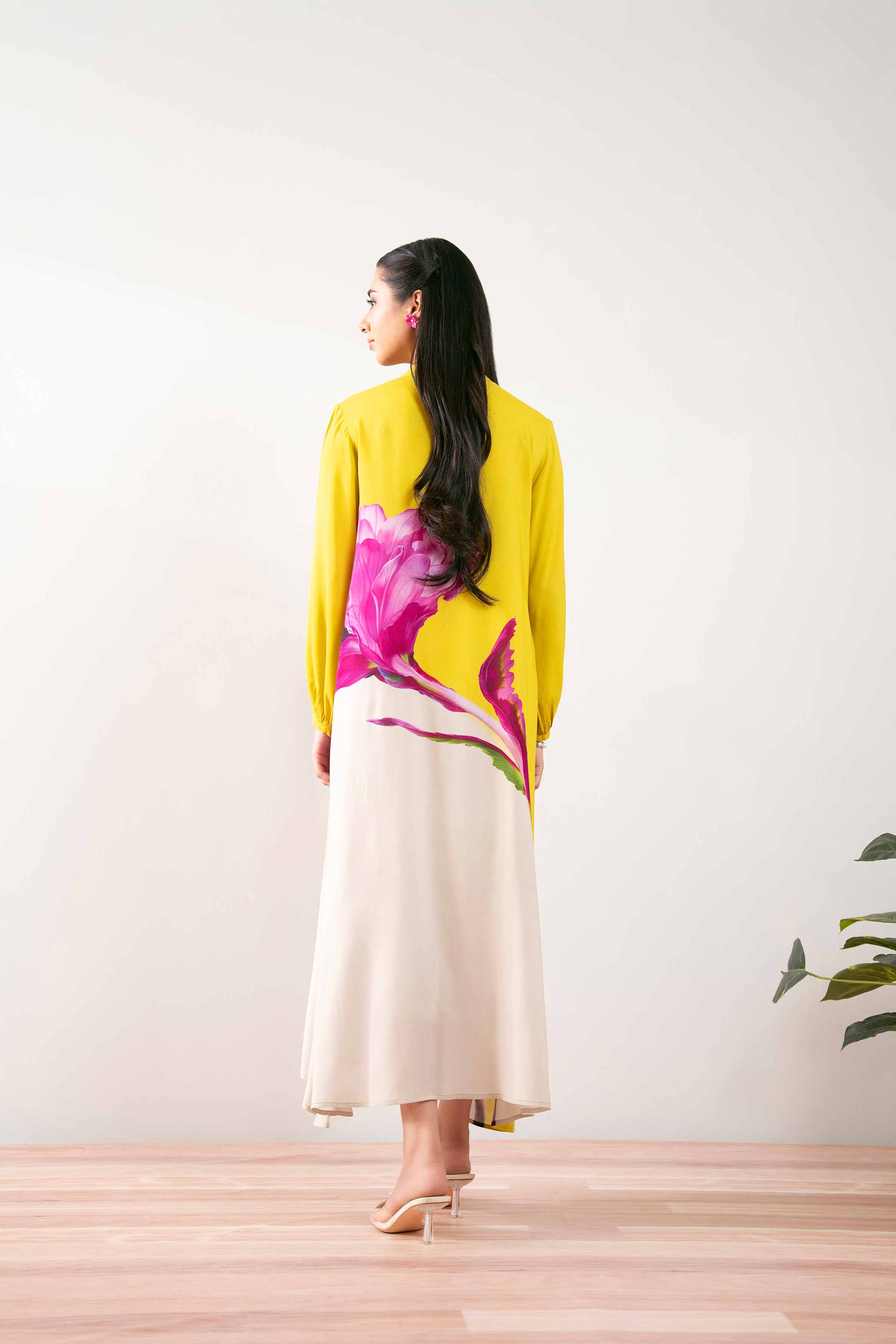 NishatUK - Neon Green Printed Lawn 1-piece ready to wear Long Dress