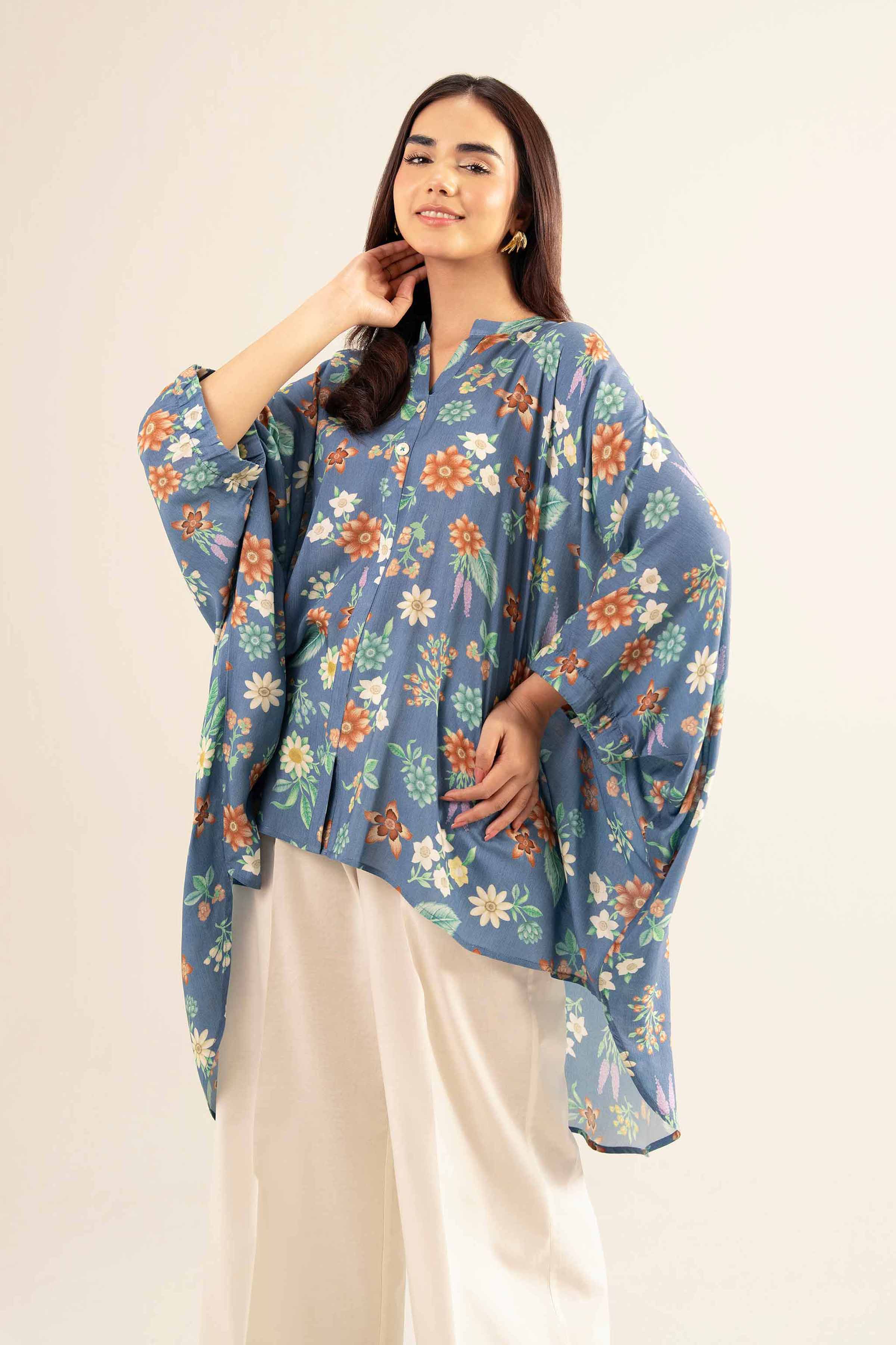 NishatUK - Blue Printed Lawn 1-piece ready to wear Shirt