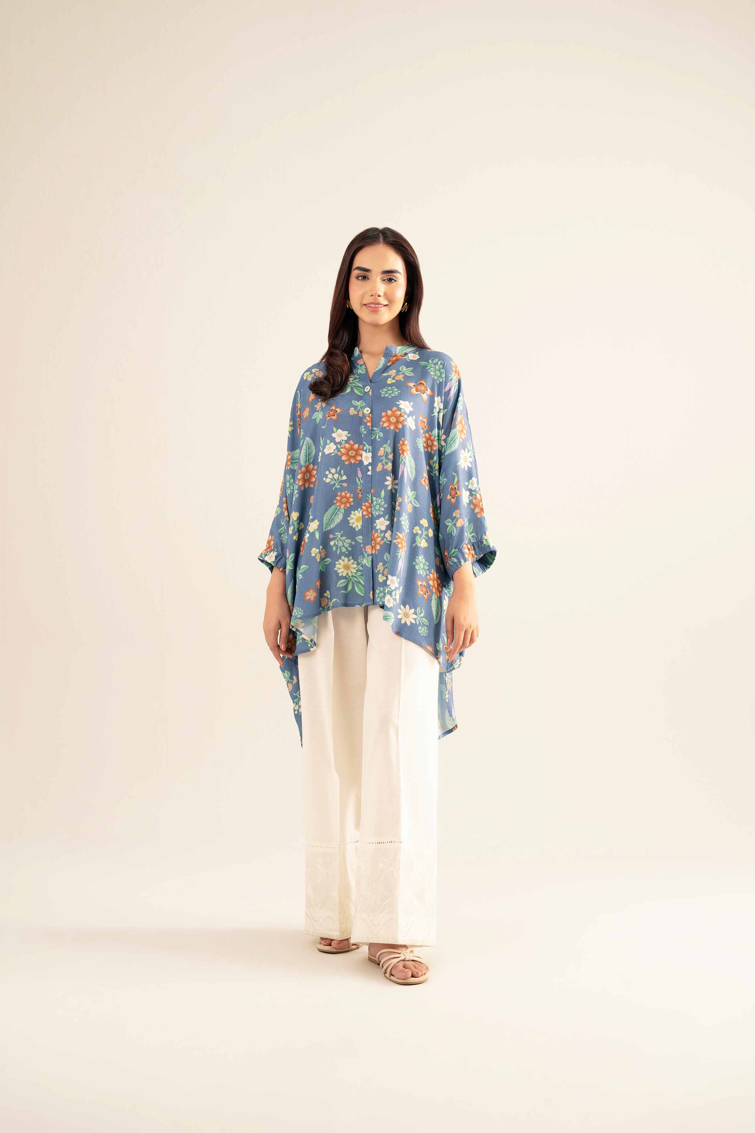NishatUK - Blue Printed Lawn 1-piece ready to wear Shirt