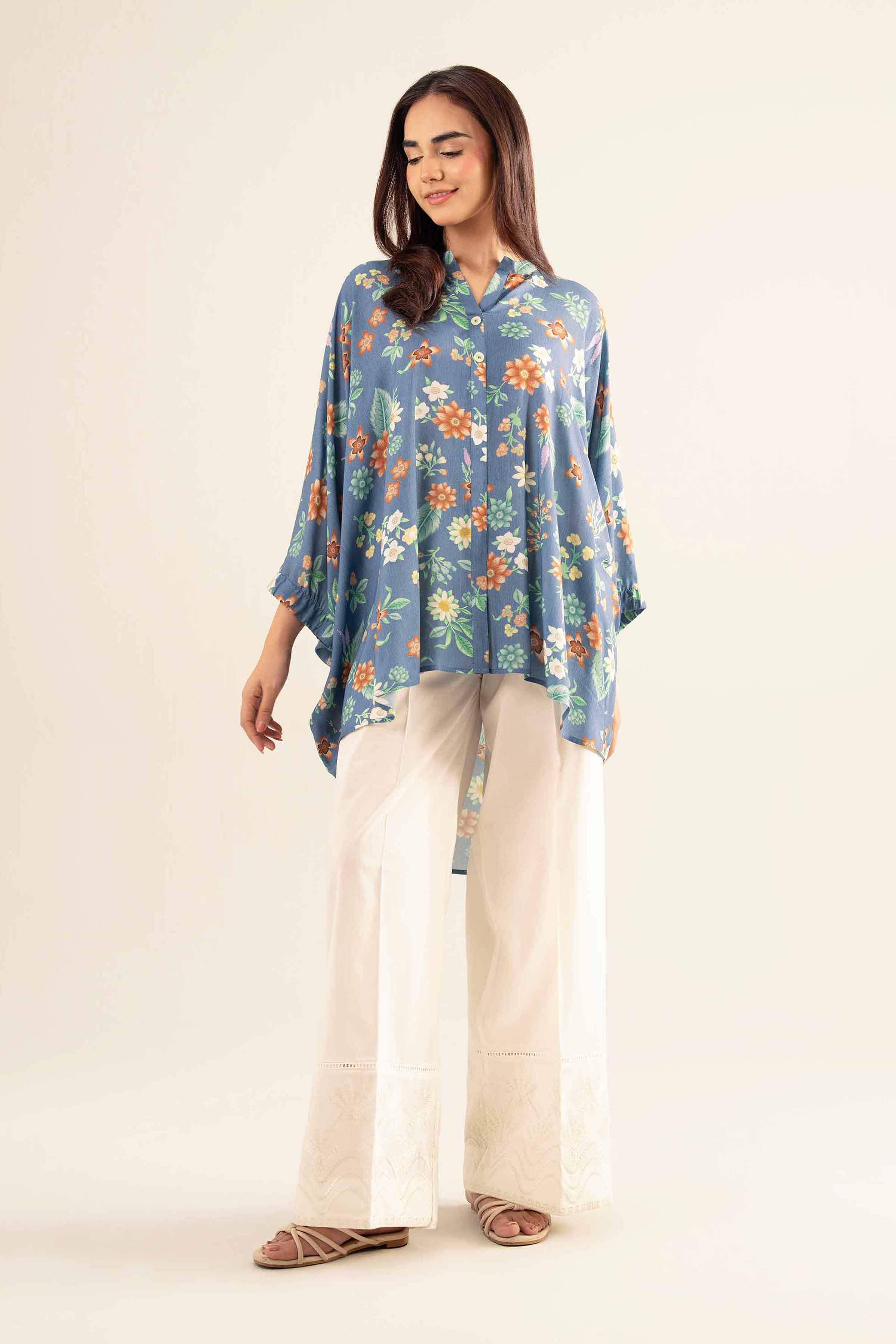NishatUK - Blue Printed Lawn 1-piece ready to wear Shirt