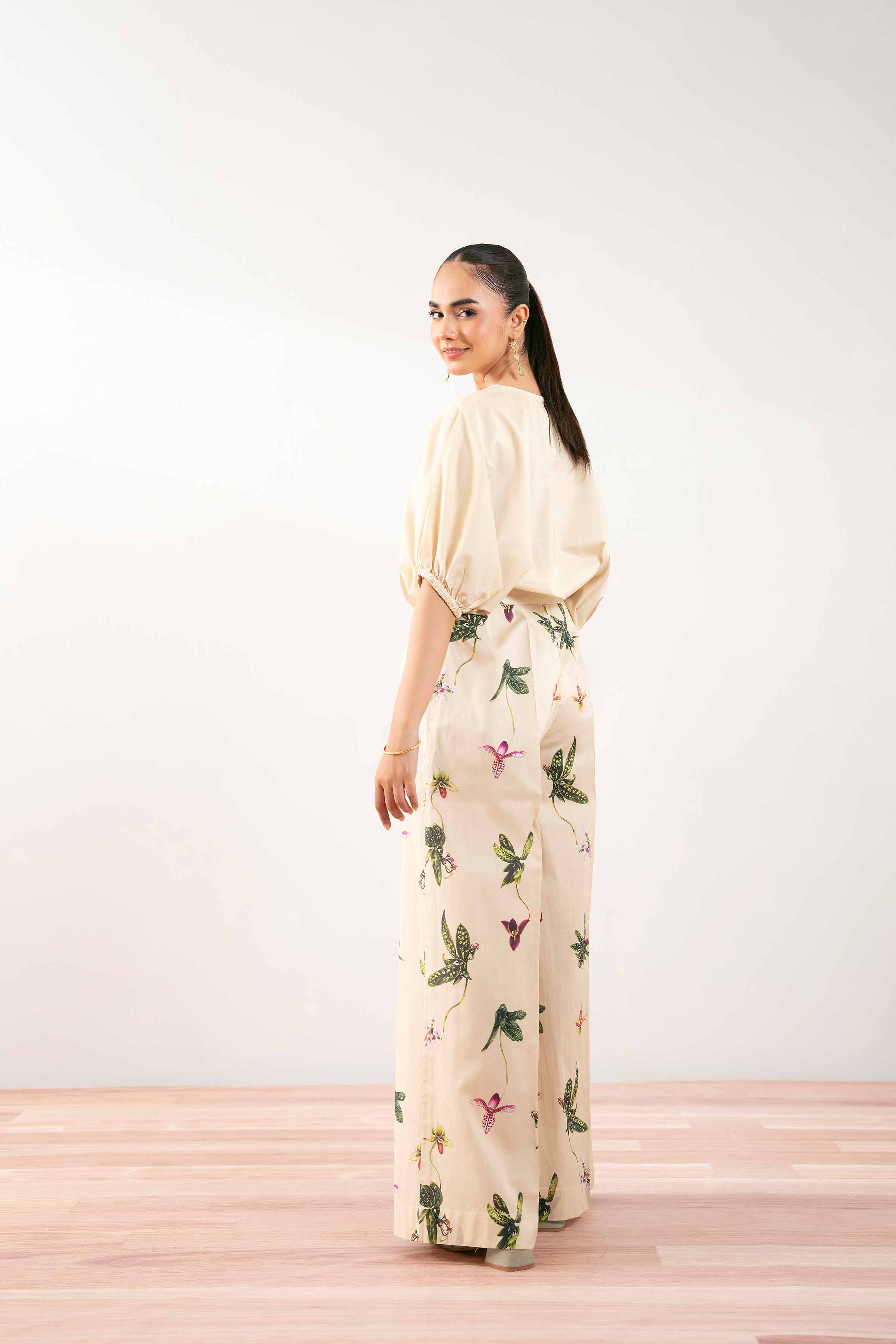 NishatUK - Beige Printed  Cambric 2-piece ready to wear Dress