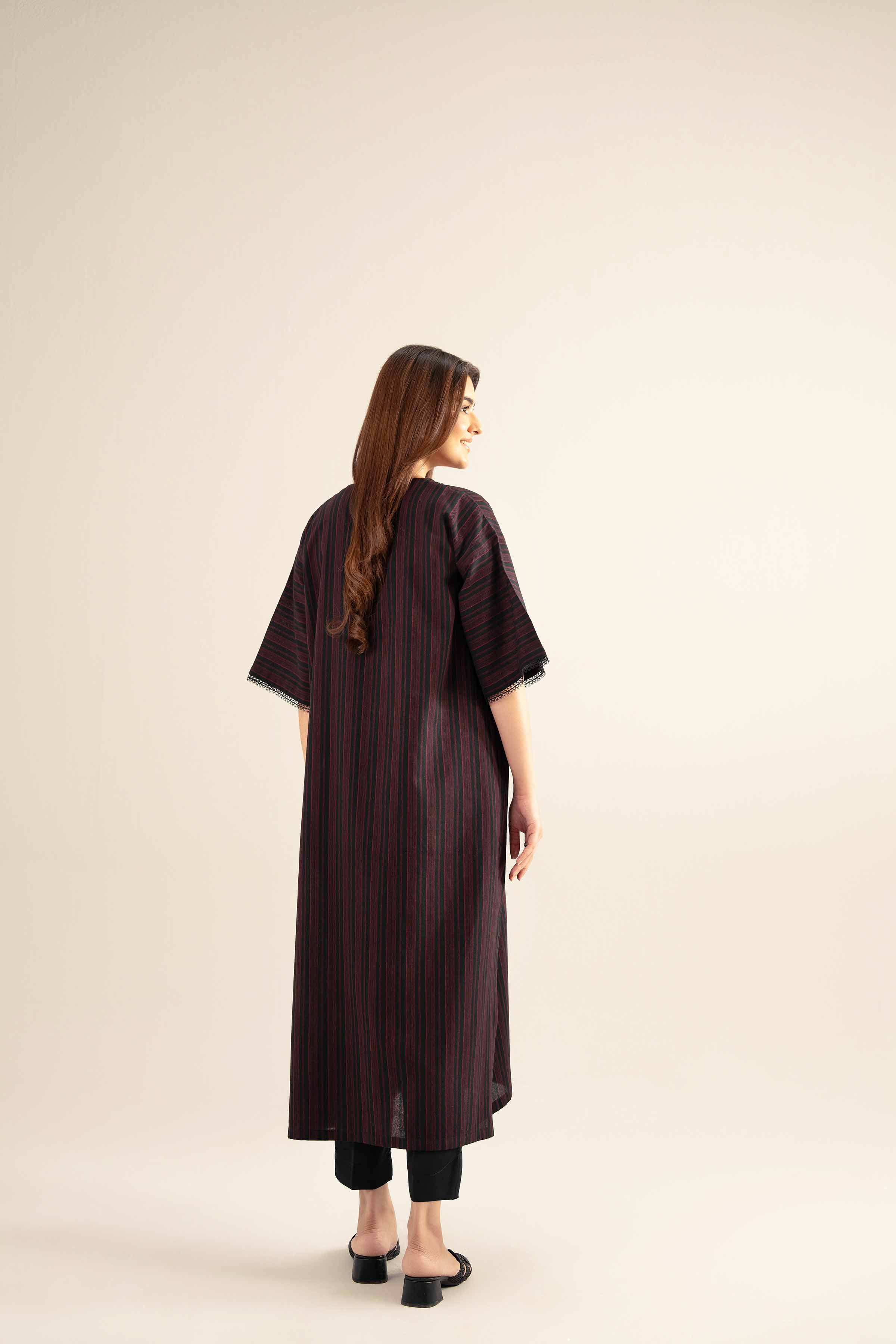 NishatUK - Black Solids Cotton 1-piece ready to wear Long Dress